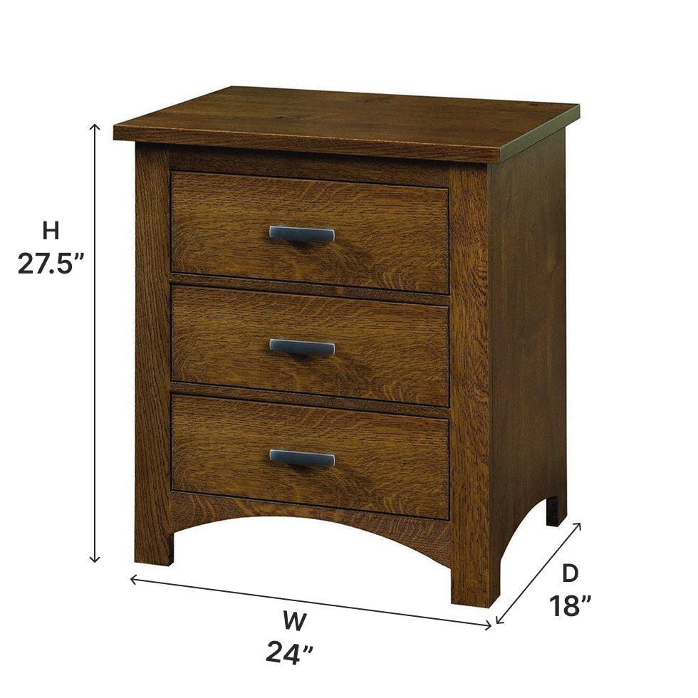 Amish Siesta Mission Three Drawer Nightstand