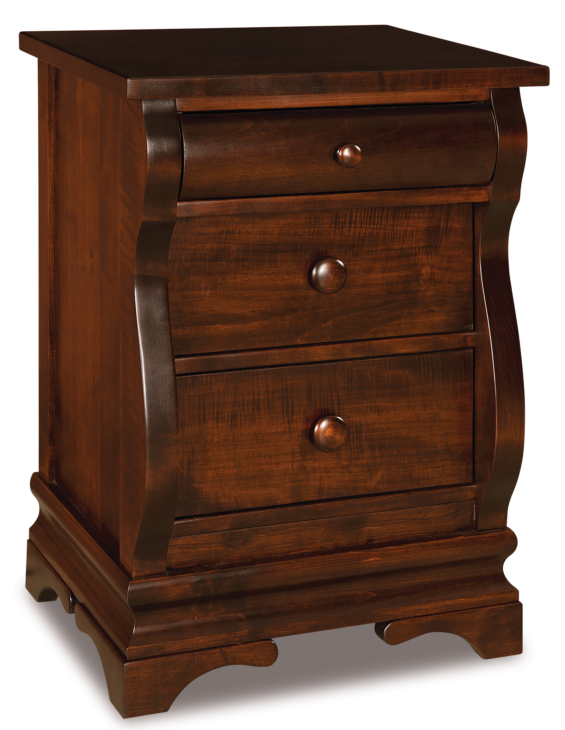 Amish Chippewa Sleigh Three Drawer Nightstand