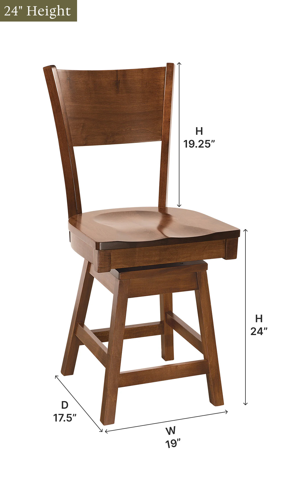 Amish Somerset Swivel Bar Chair-Bar Chair-The Amish House