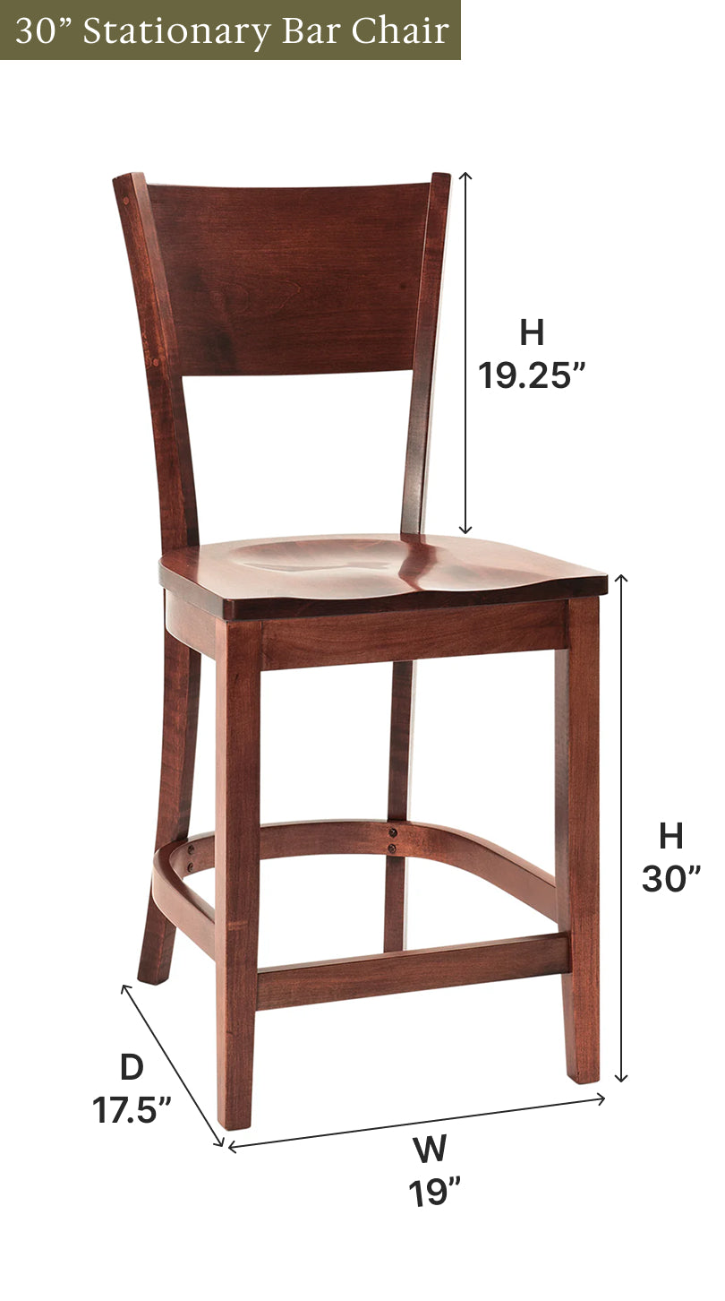 Amish Somerset Stationary Bar Chair-Bar Chair-The Amish House