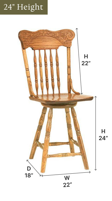 Amish Spring Meadow Pressback Swivel Bar Chair-Bar Chair-The Amish House