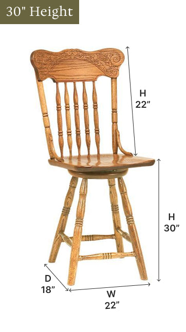 Amish Spring Meadow Pressback Swivel Bar Chair-Bar Chair-The Amish House