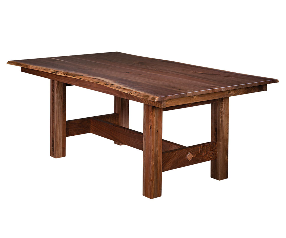Amish Vintage Live-Edge Trestle Table