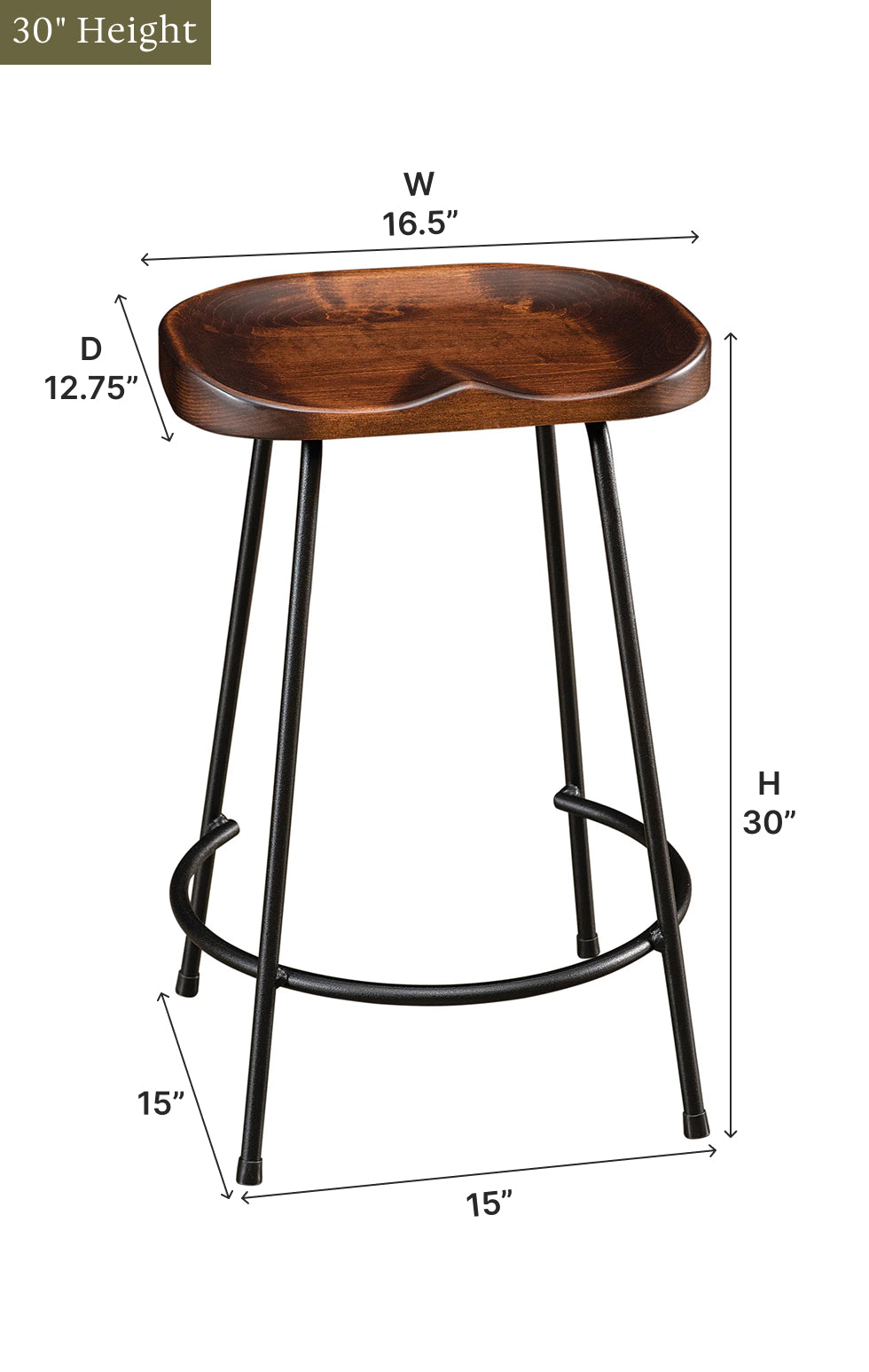 Amish Tosky Stationary Bar Stool