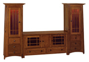 amish mccoy tv stand with storage towers