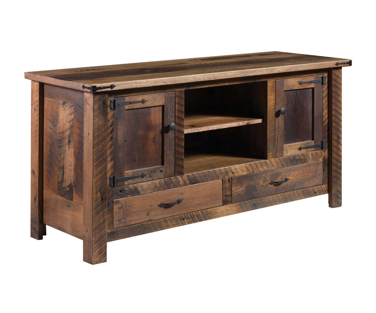 Amish 1030 Series Kimbolton 60" Two Wood Door and Two Drawer with Center Opening TV Stand