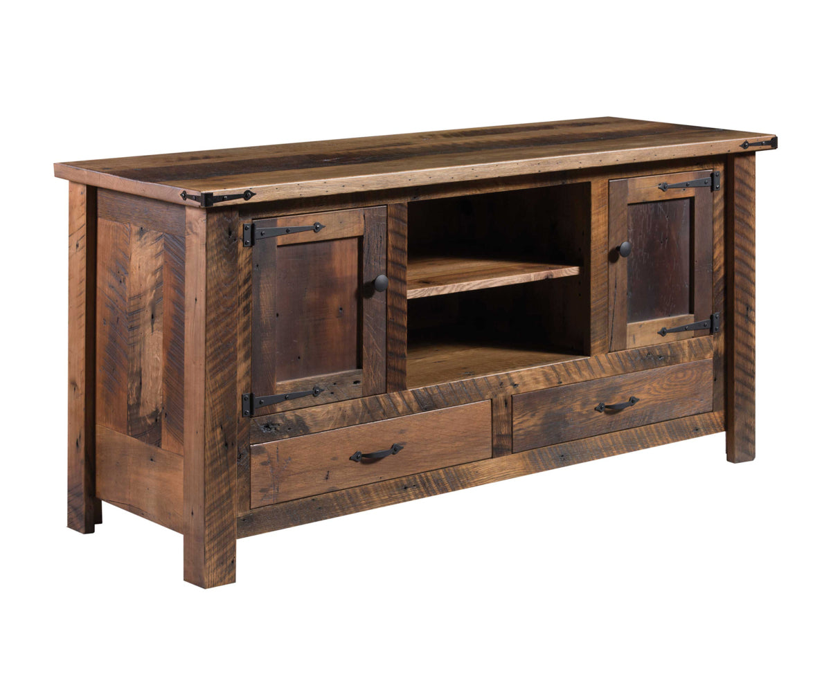 Amish 1050 Series Tiverton 60" Two Wood Door Two Drawer with Center Opening TV Stand