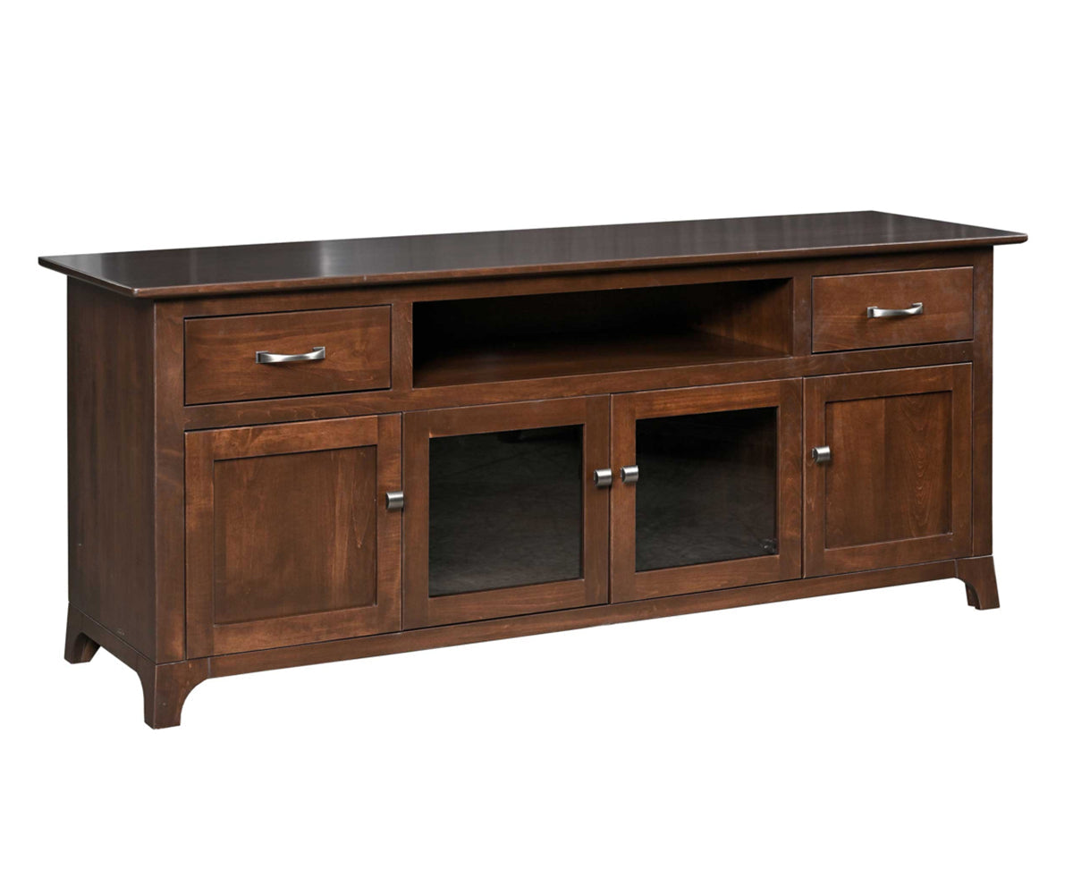 Amish 2022-2 Series Fusion 72" TV Stand with Two Drawers, Two Wood Doors and Adjustable Shelves