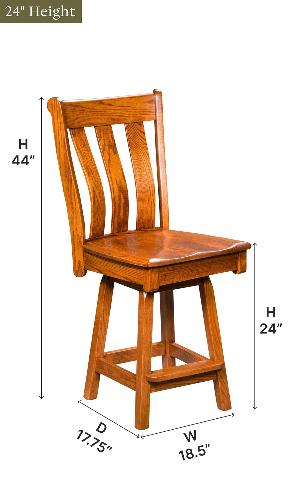 Amish Vancouver Swivel Bar Chair-Bar Chair-The Amish House