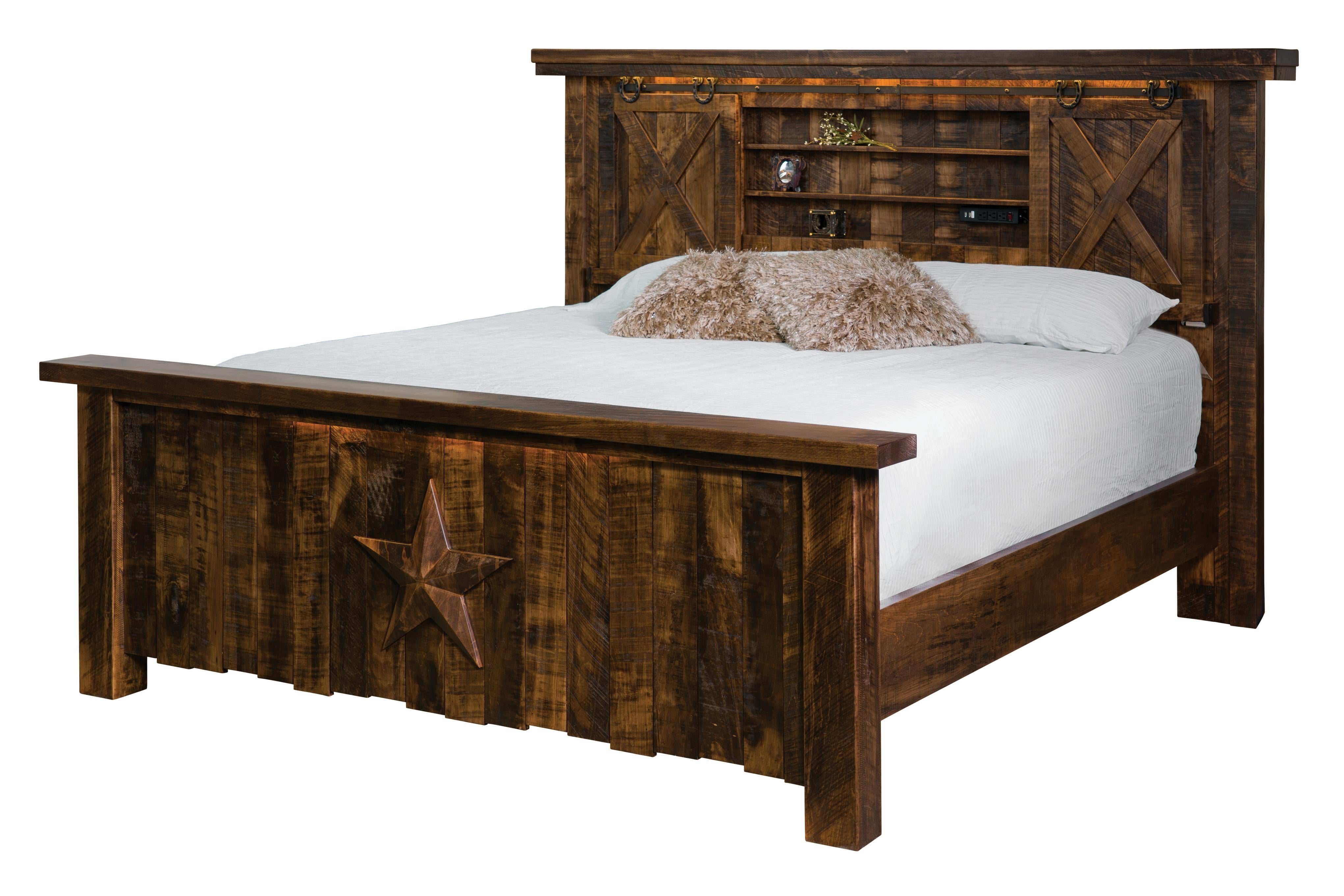 amish vandella bed in rustic roughsawn brown maple with almond stain