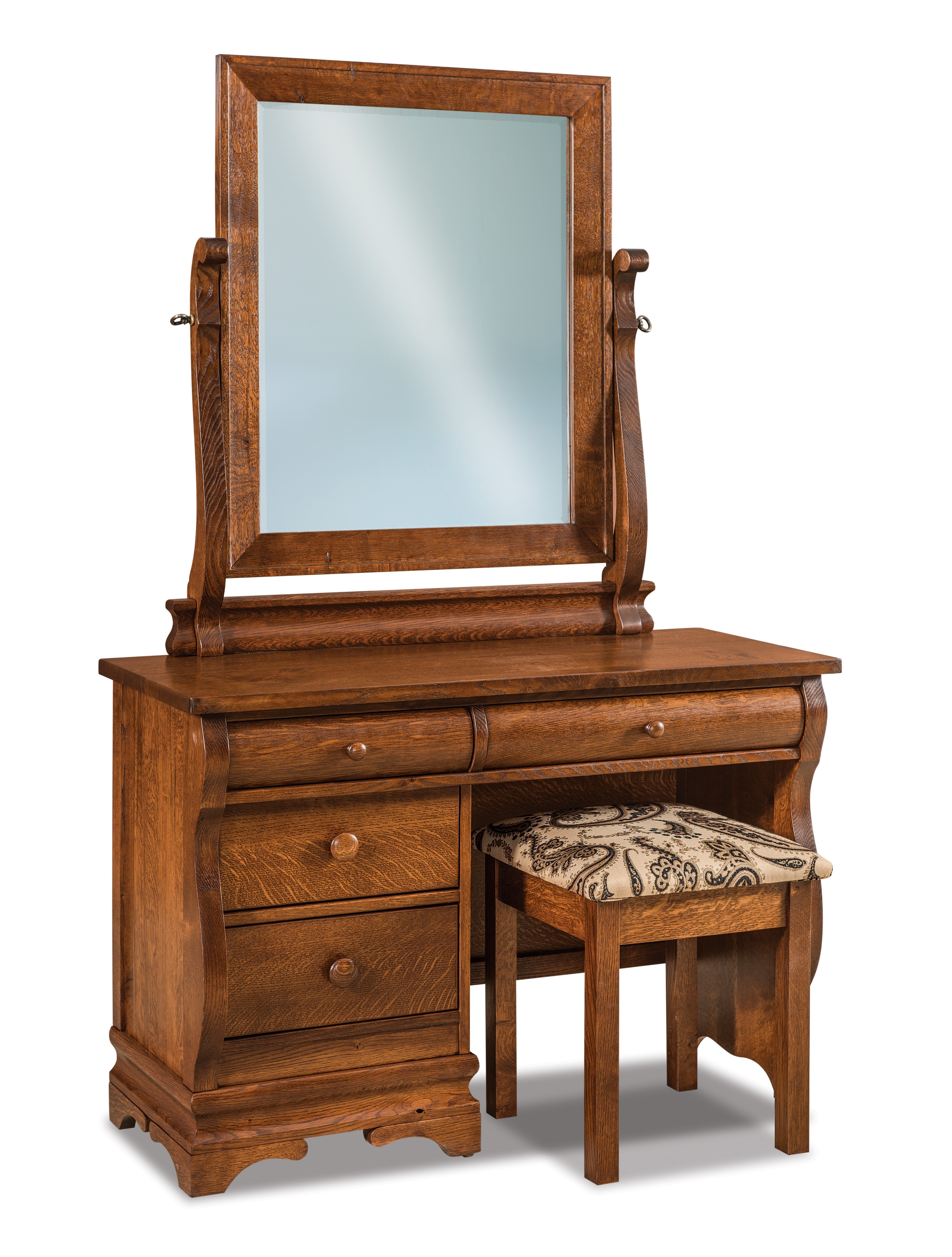 Amish Chippewa Sleigh Four Drawer Vanity Dresser