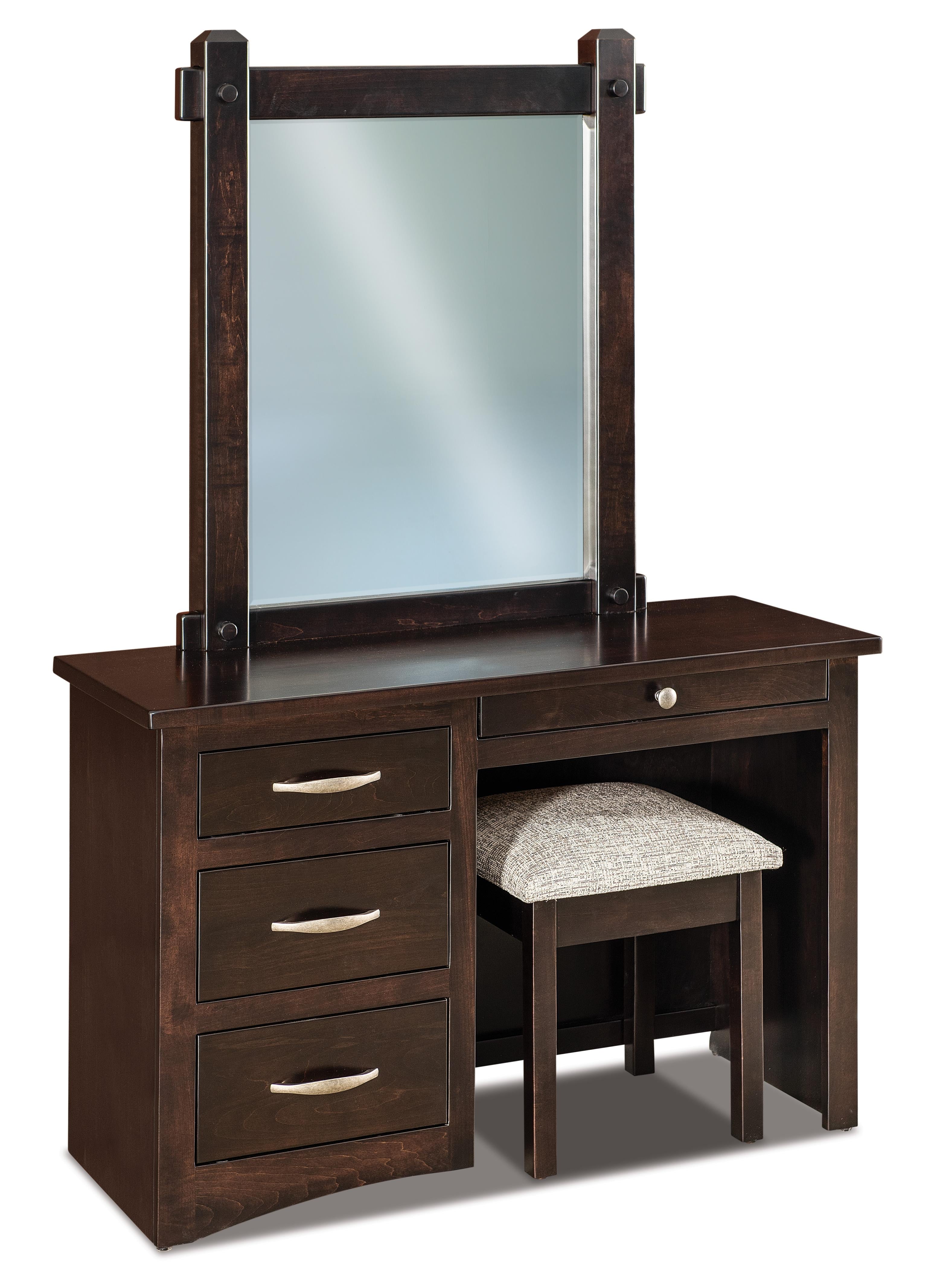 american made amish denver four drawer vanity dresser with mirror and seat