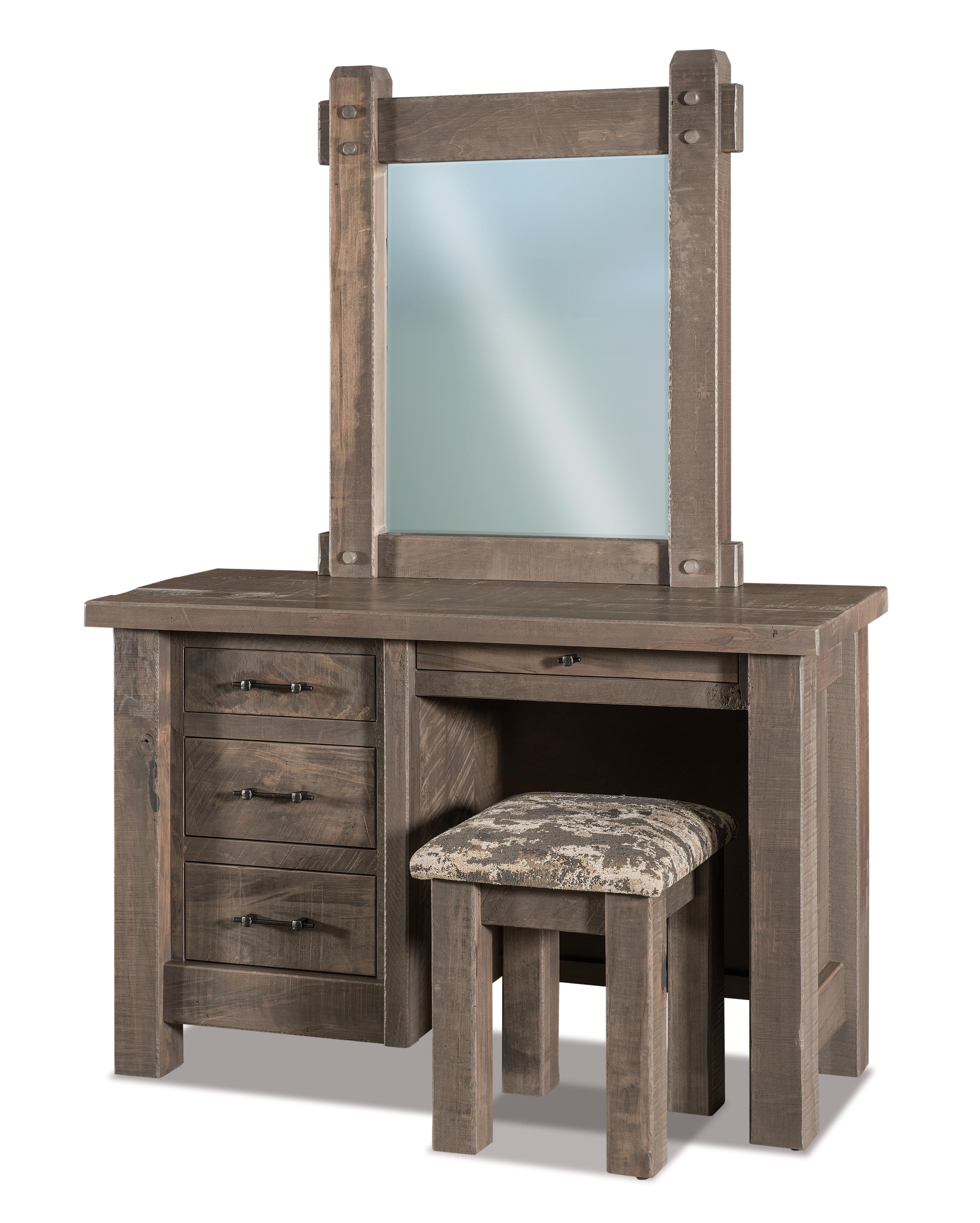 american made amish yellowstone four drawer vanity with mirror and seat