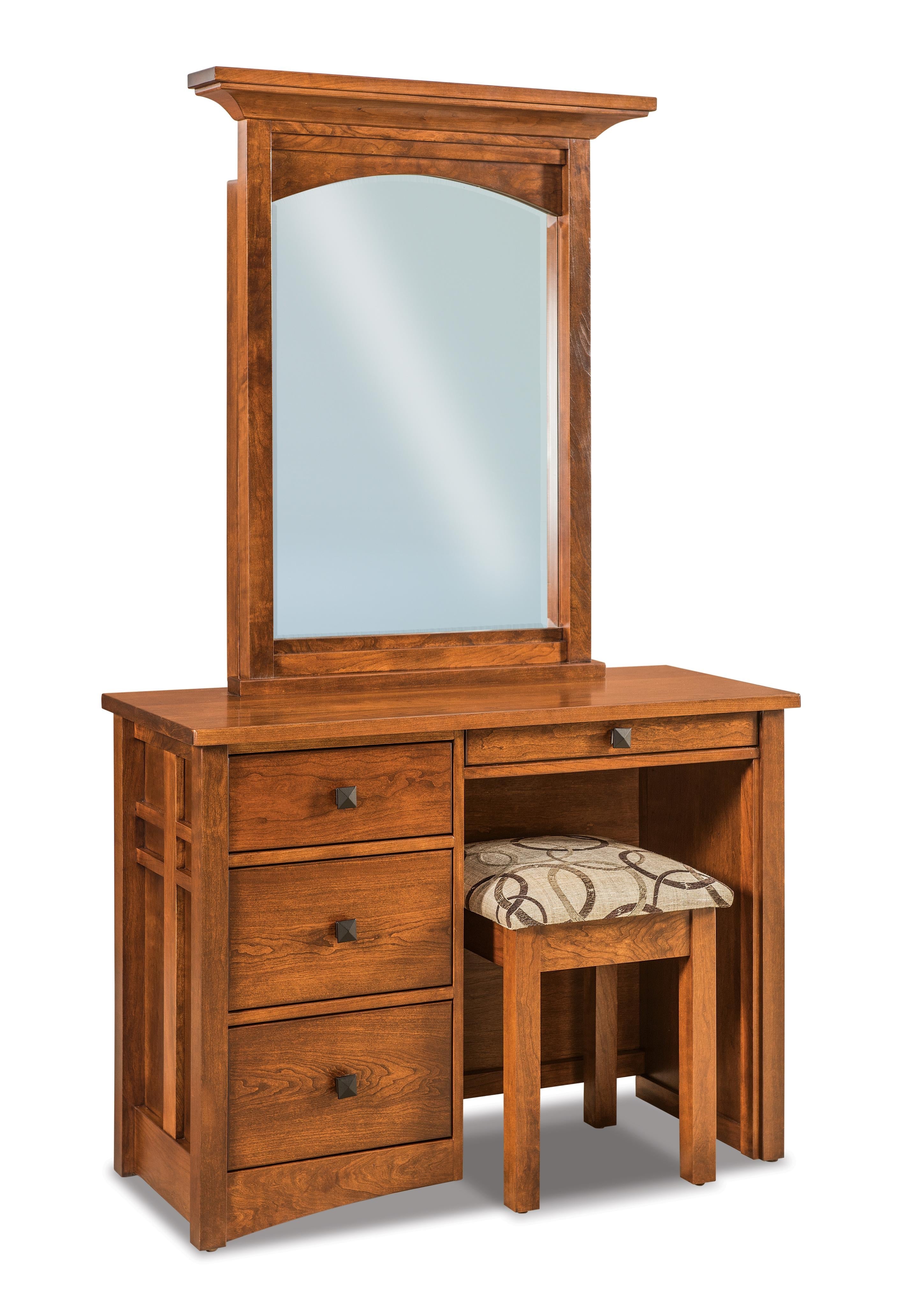 american made amish kascade four drawer vanity dresser with mirror and seat