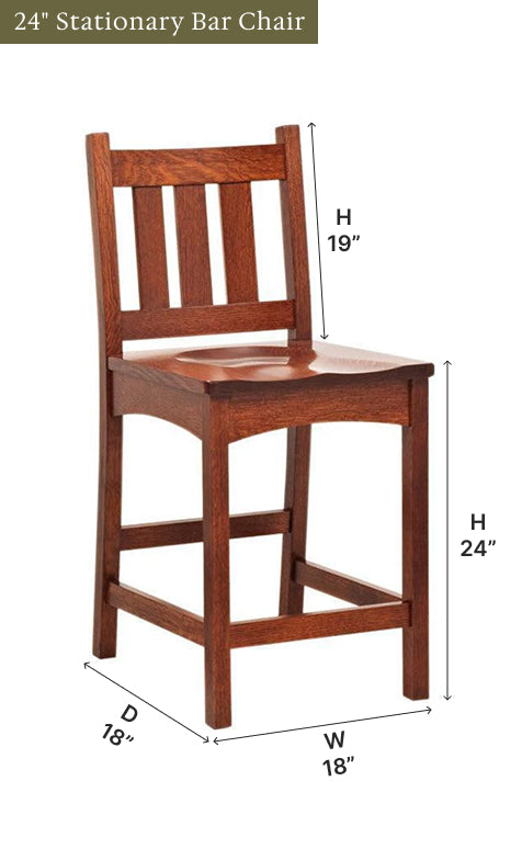 Amish Vintage Mission Stationary Bar Chair-Bar Chair-The Amish House