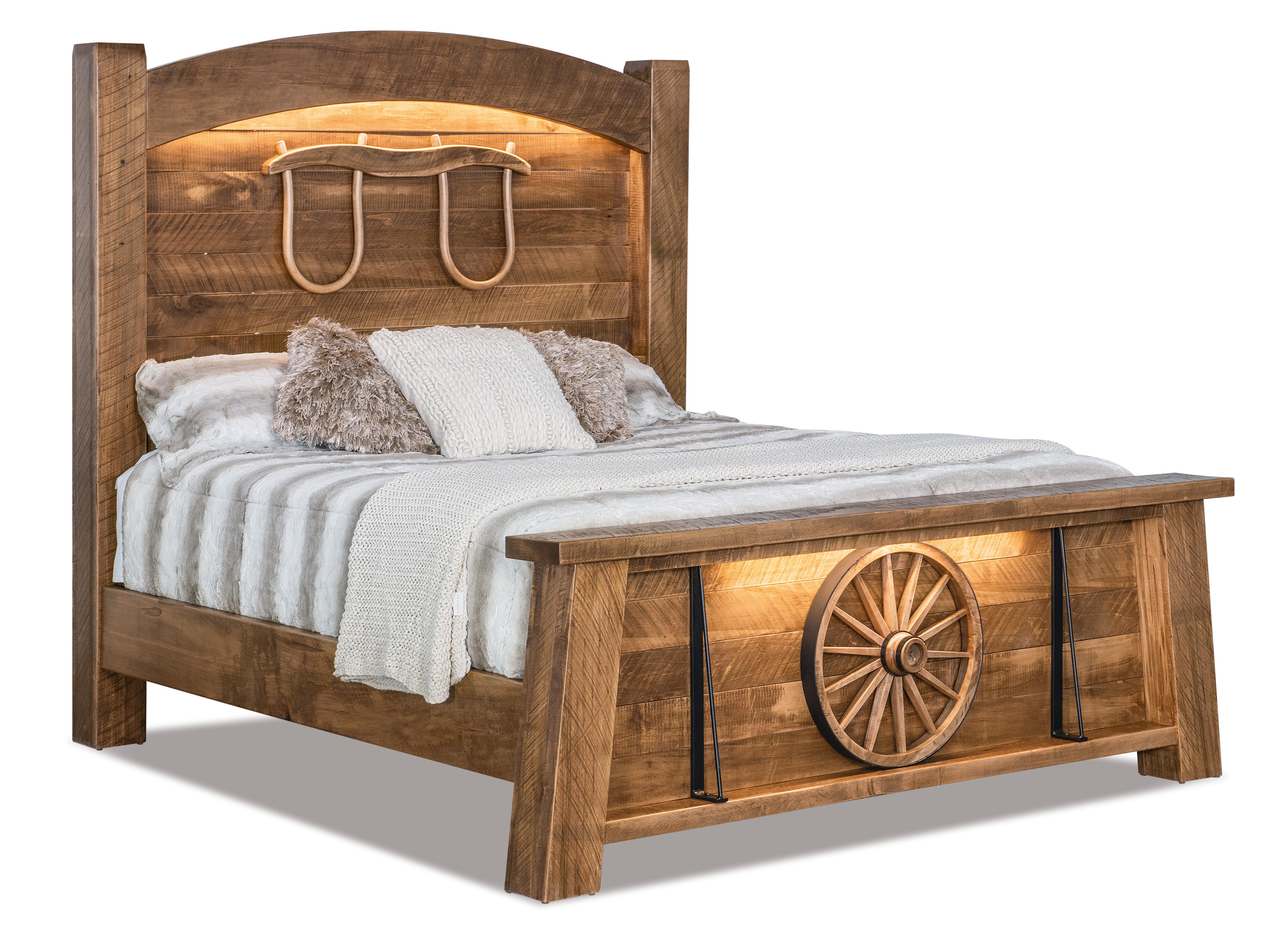 amish vogen bed in roughsawn brown maple with harvest stain