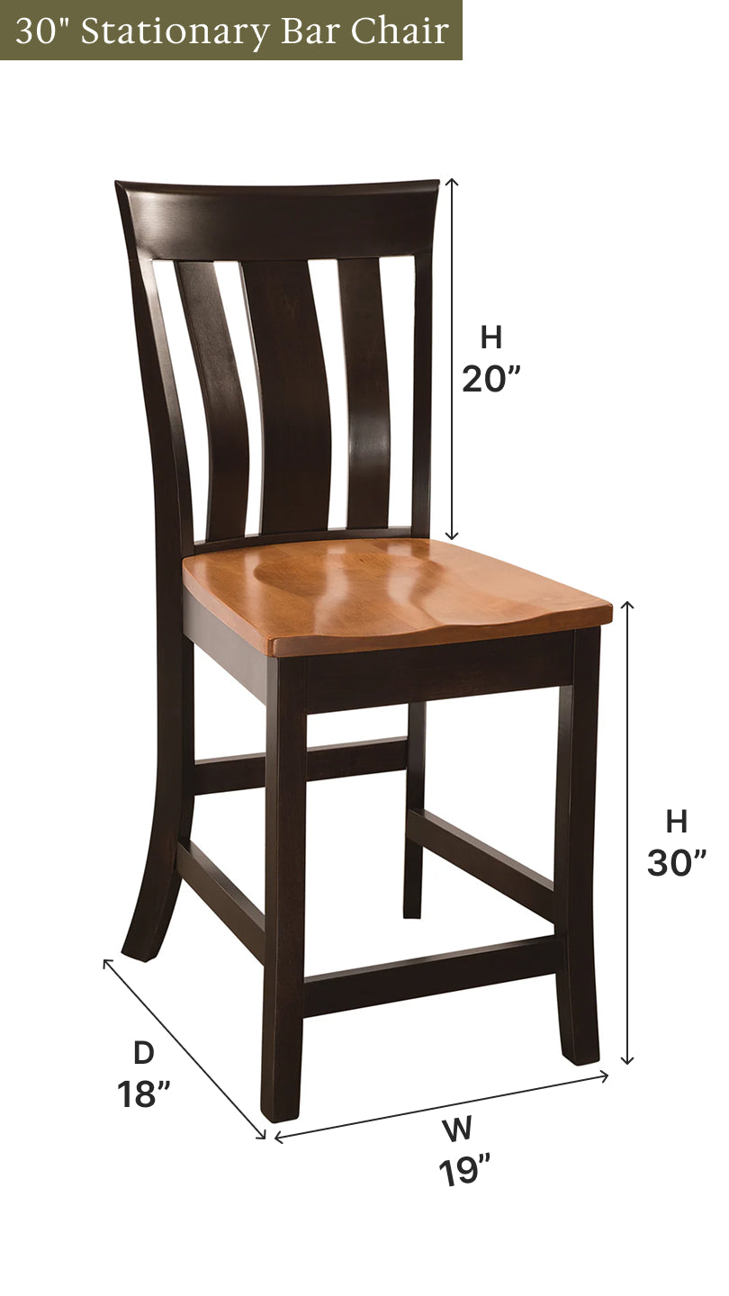 Amish Yorktown Stationary Bar Chair-Bar Chair-The Amish House