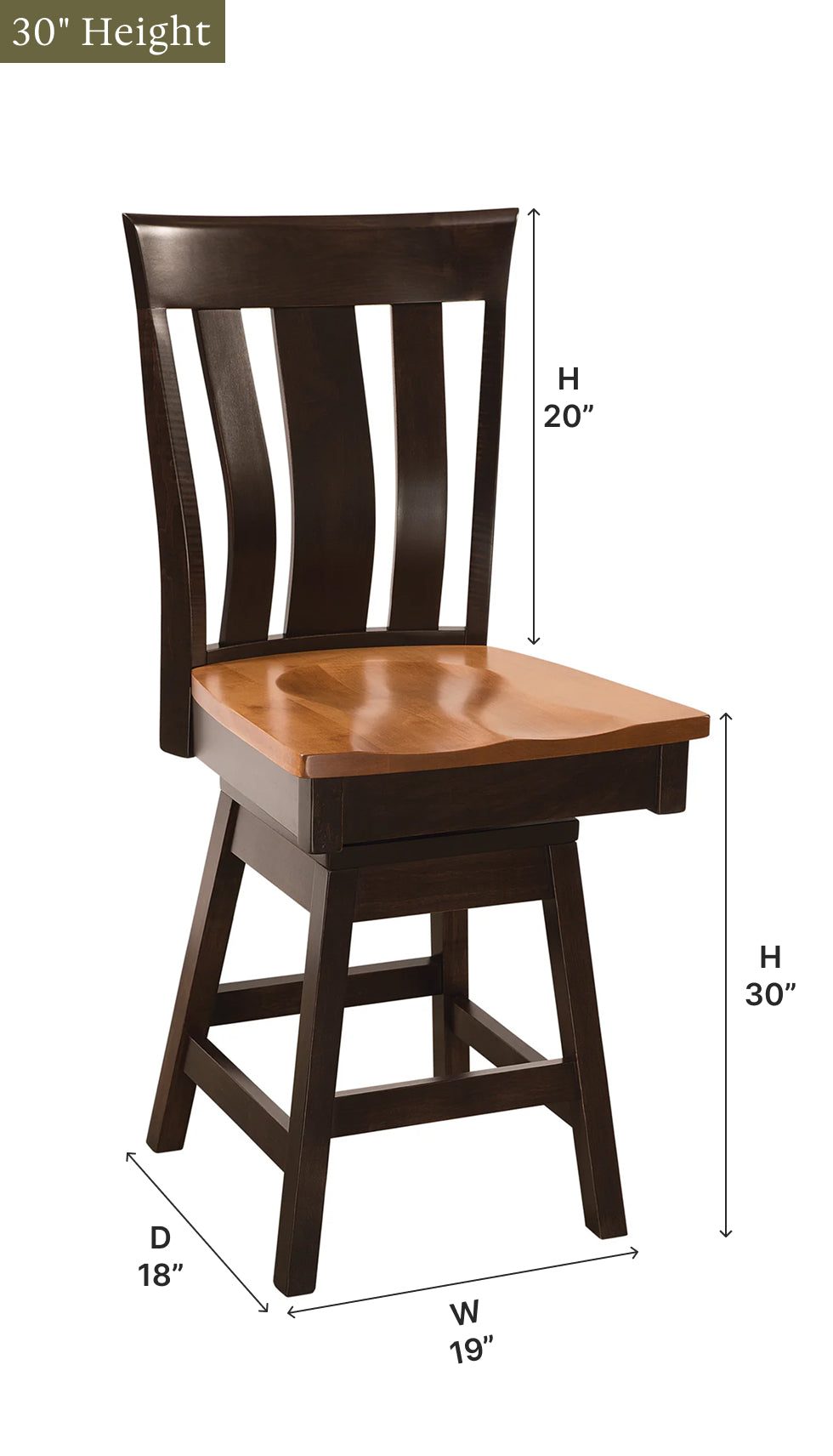 Amish Yorktown Swivel Bar Chair