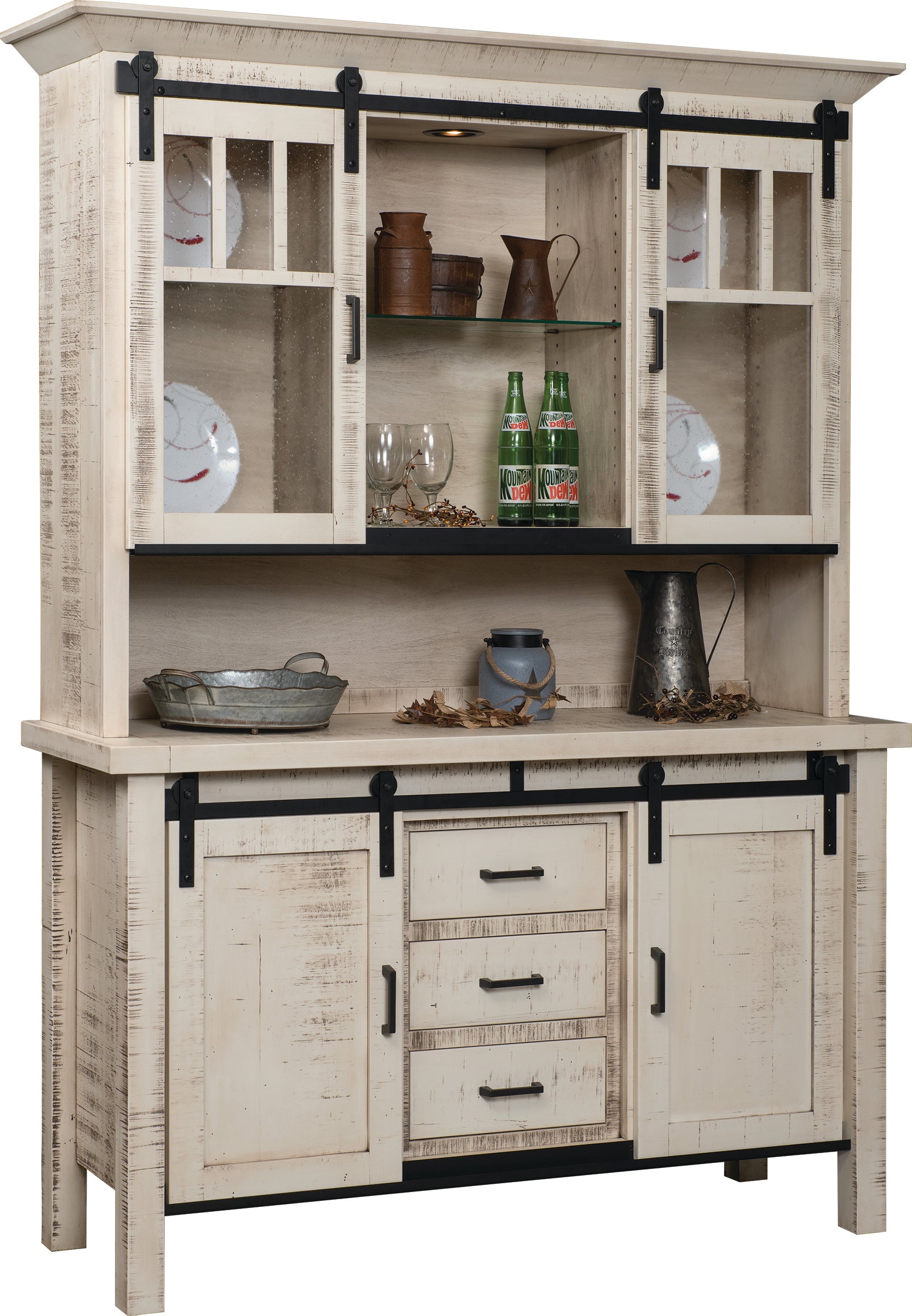 Amish Farmhouse 84" Hutch in Rough Sawn Wormy Brown Maple