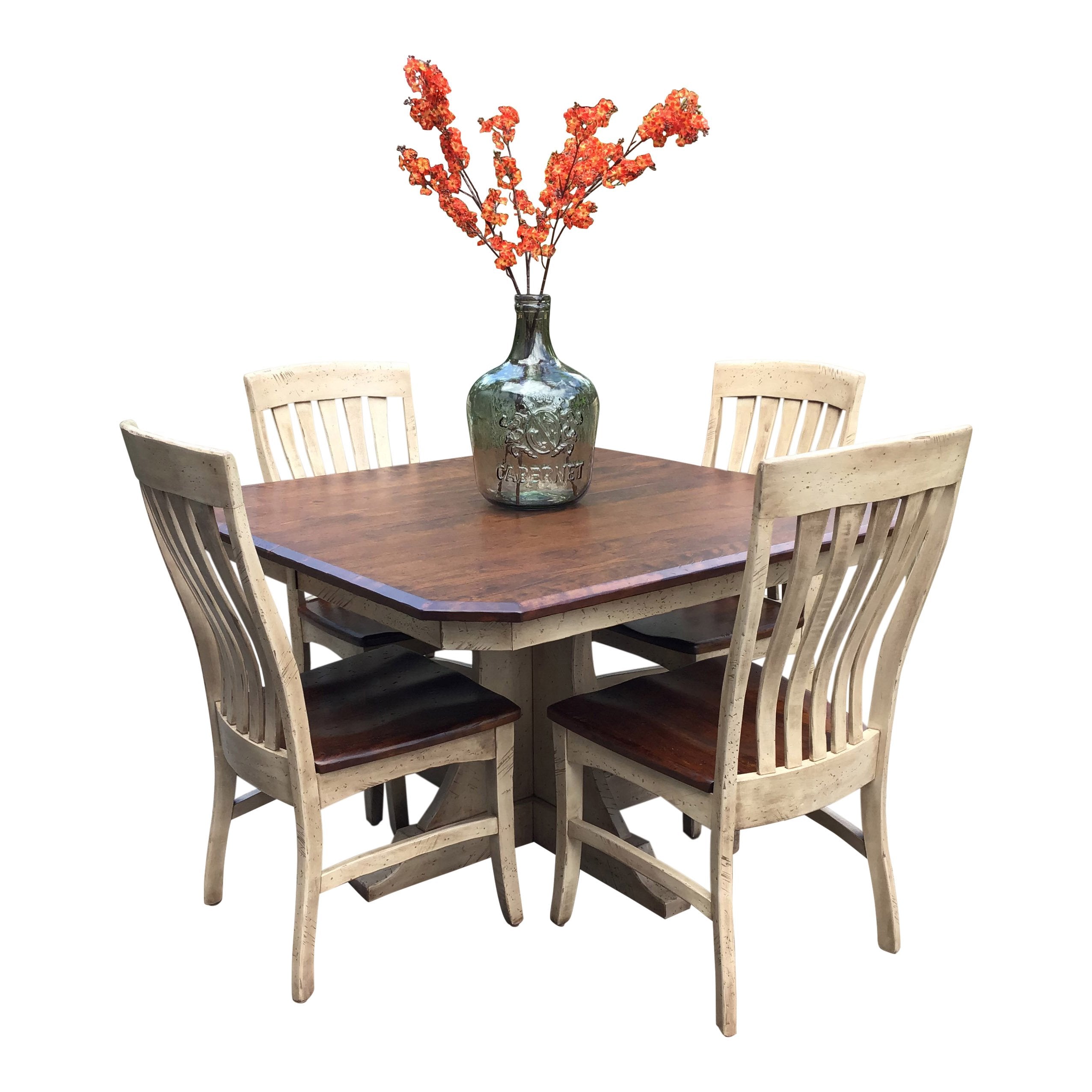 santa fe 48 inch table with richland side chairs and table centerpiece