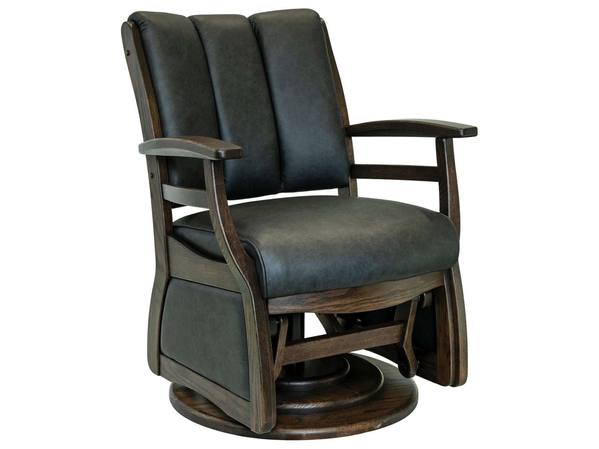 Amish Sierra 36.5" Low Back Swivel Glider with Wood Arms