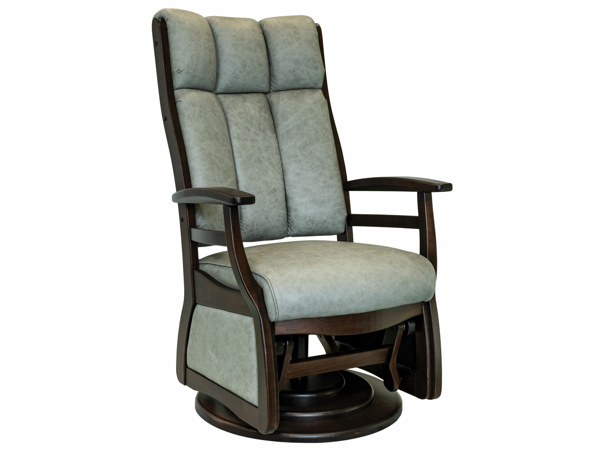 Amish Sierra 45" High Back Swivel Glider with Wood Arms