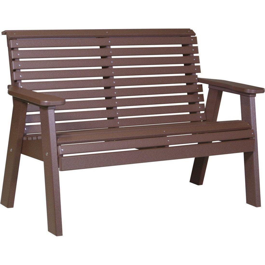 Plain Outdoor 4' Bench Chestnut Brown