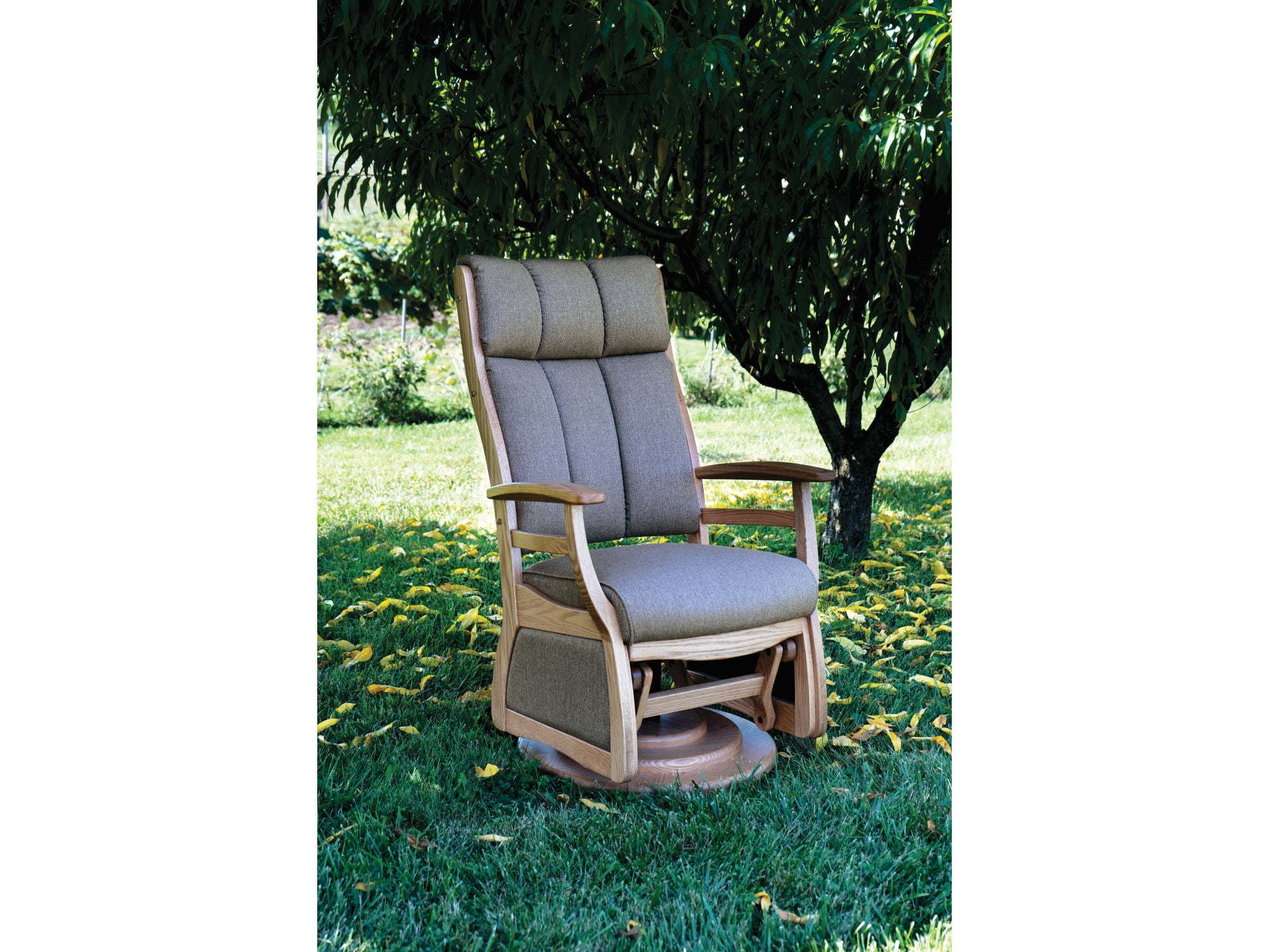 Amish Sierra 45" High Back Swivel Glider with Wood Arms