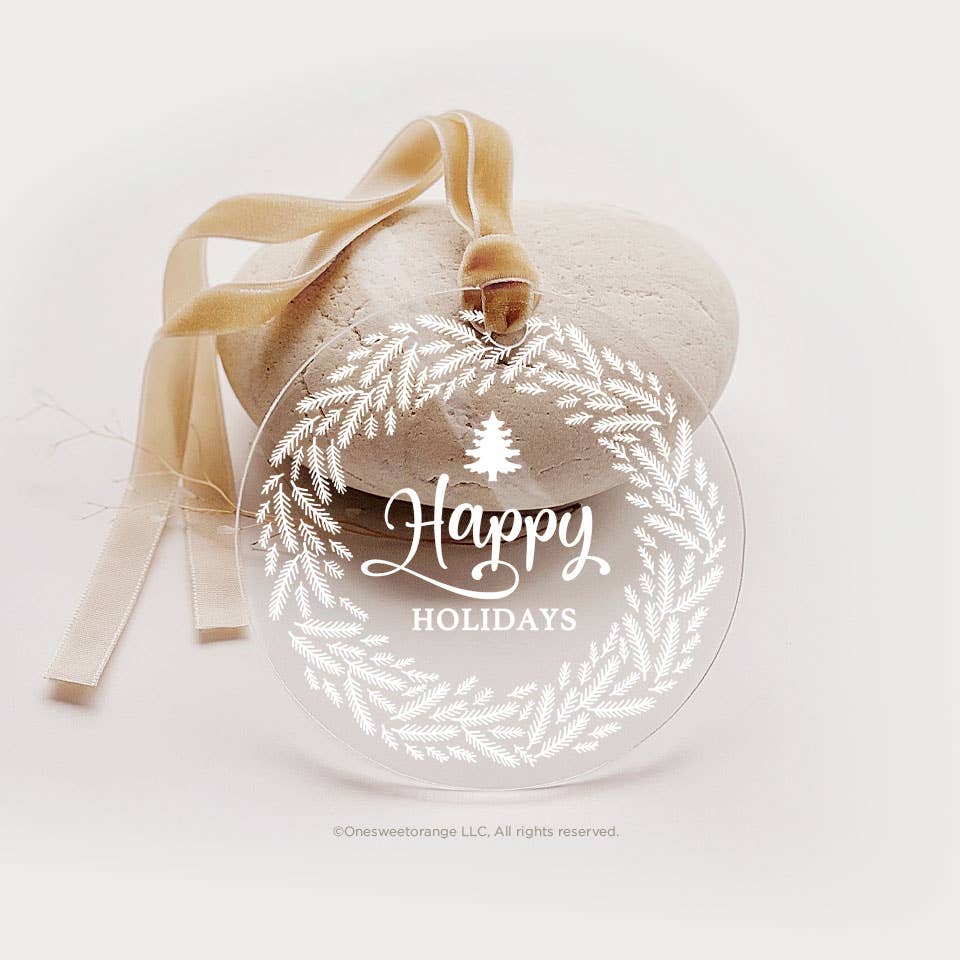 Acrylic Happy Holidays Wreath Ornament