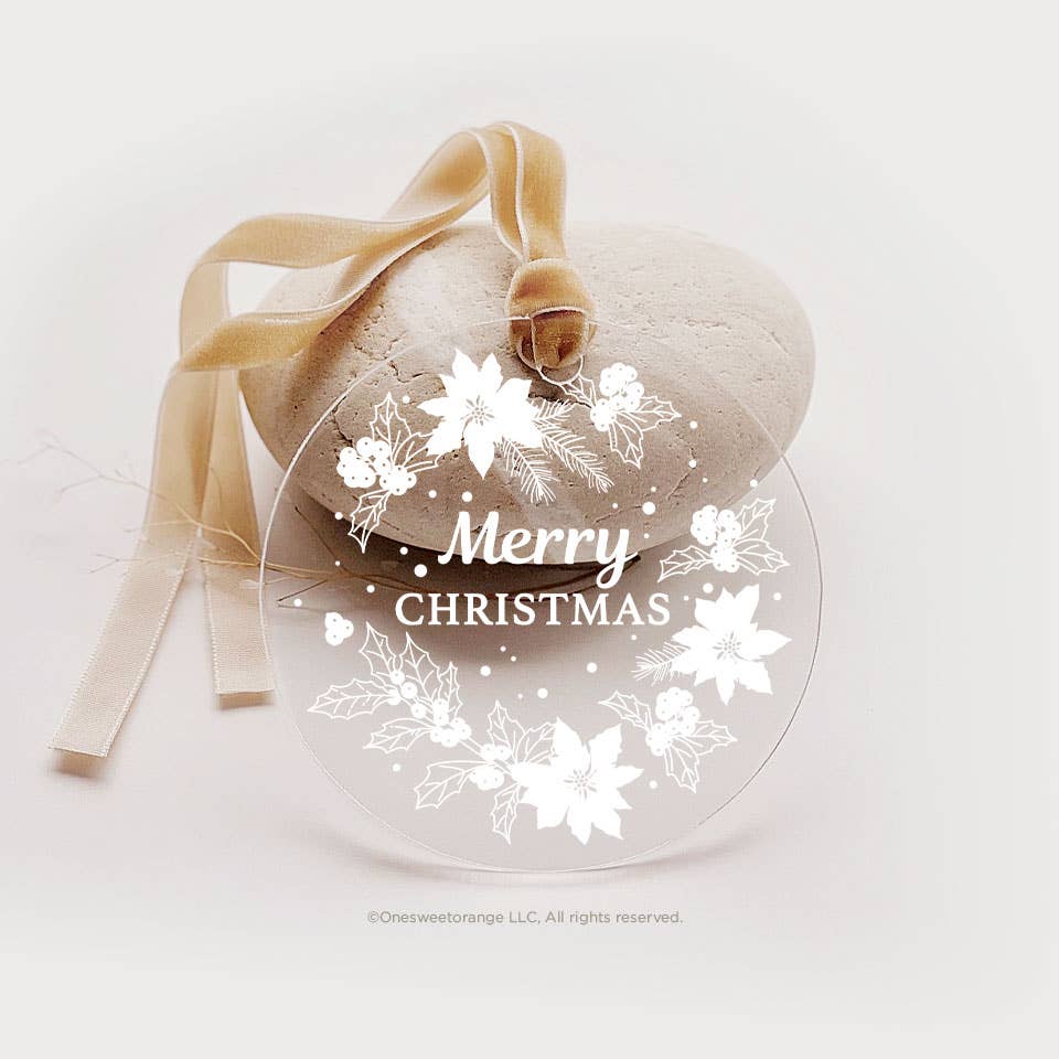 Acrylic Merry Christmas Poinsettia Ornament