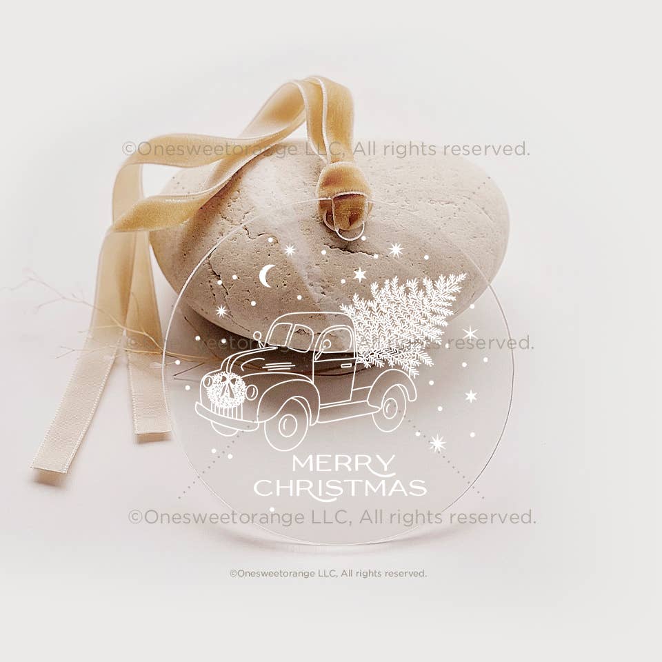 Acrylic Merry Christmas Truck Ornament