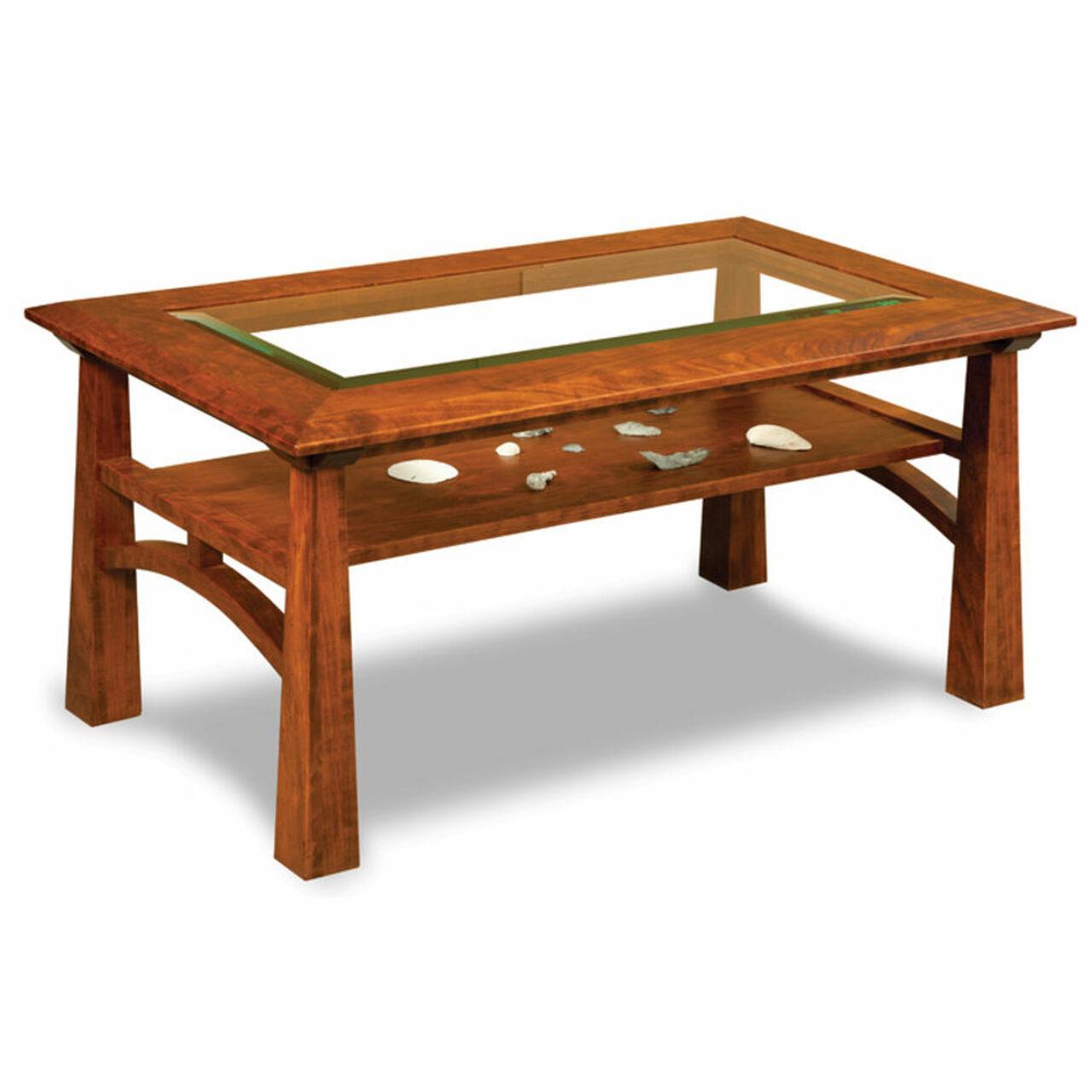 Amish Artesa Glass Top Coffee Table with Shelf