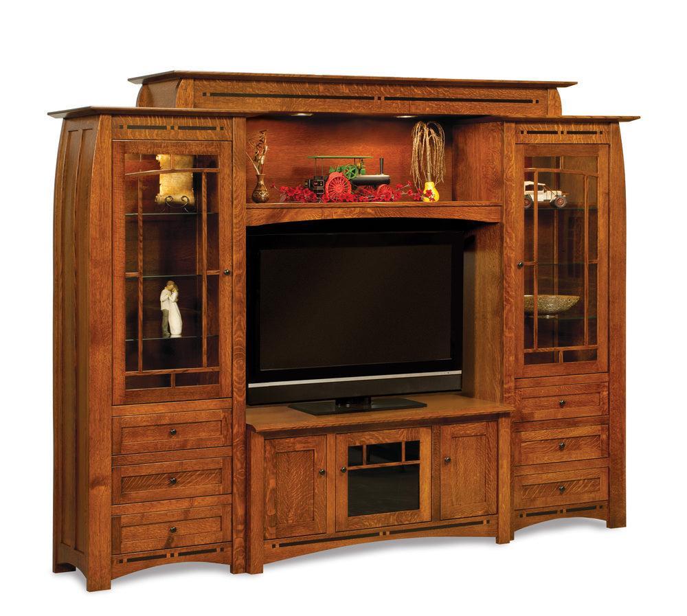 Amish Boulder Creek 6 Piece Entertainment Center Wall Unit with Adjustable Bridge