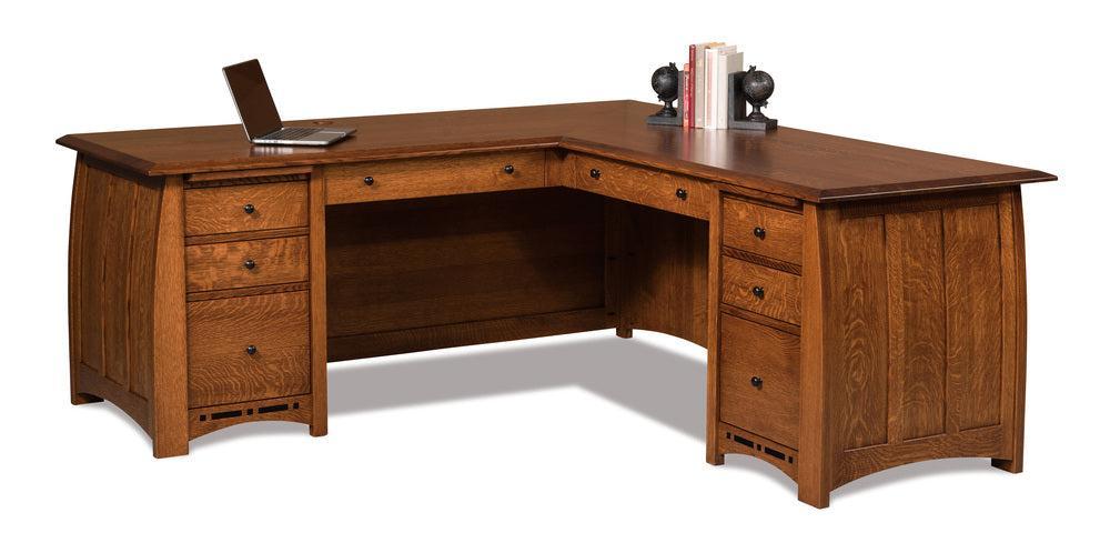 Amish Boulder Creek Eight Drawers L Desk - Thumbnail 3