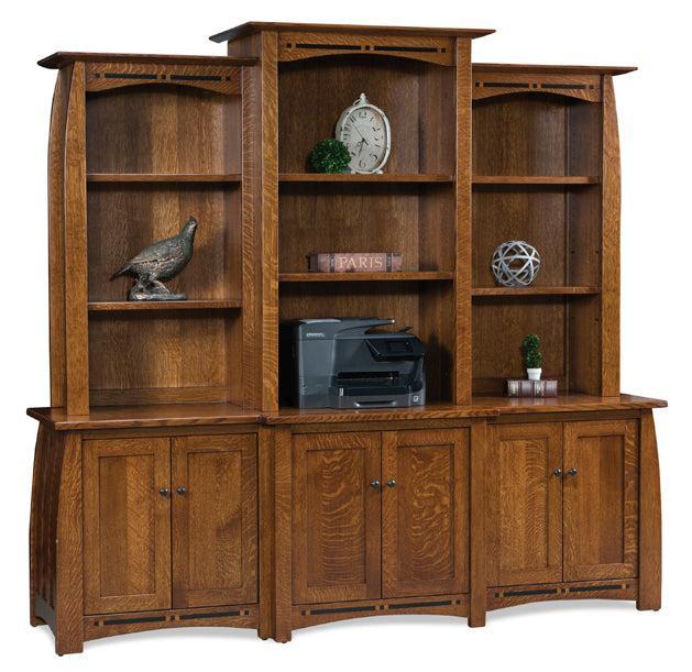 Amish Boulder Creek Six Doors Backbar with 3 Piece Hutch On Top