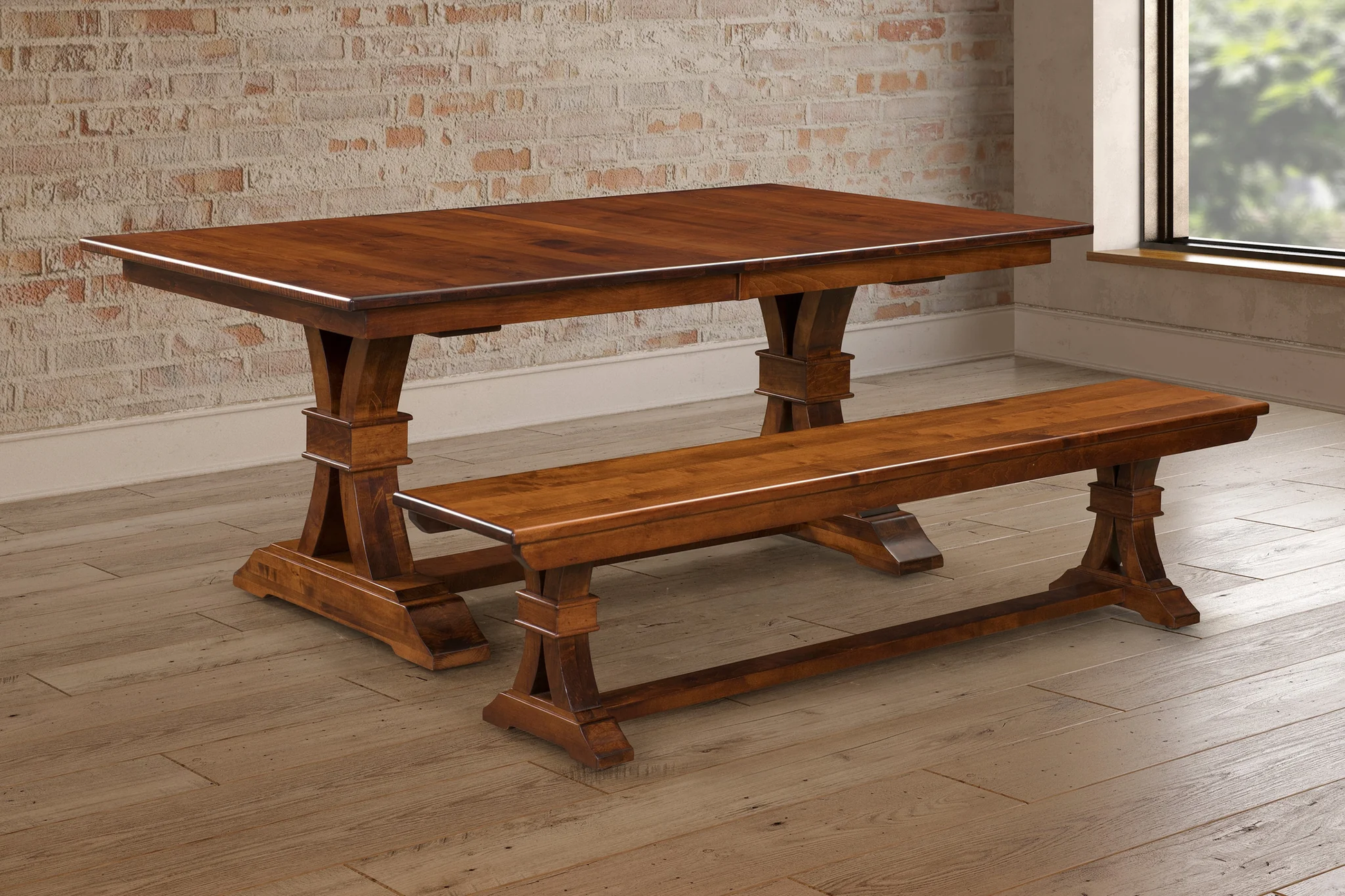Amish Bowerston Double Pedestal Table