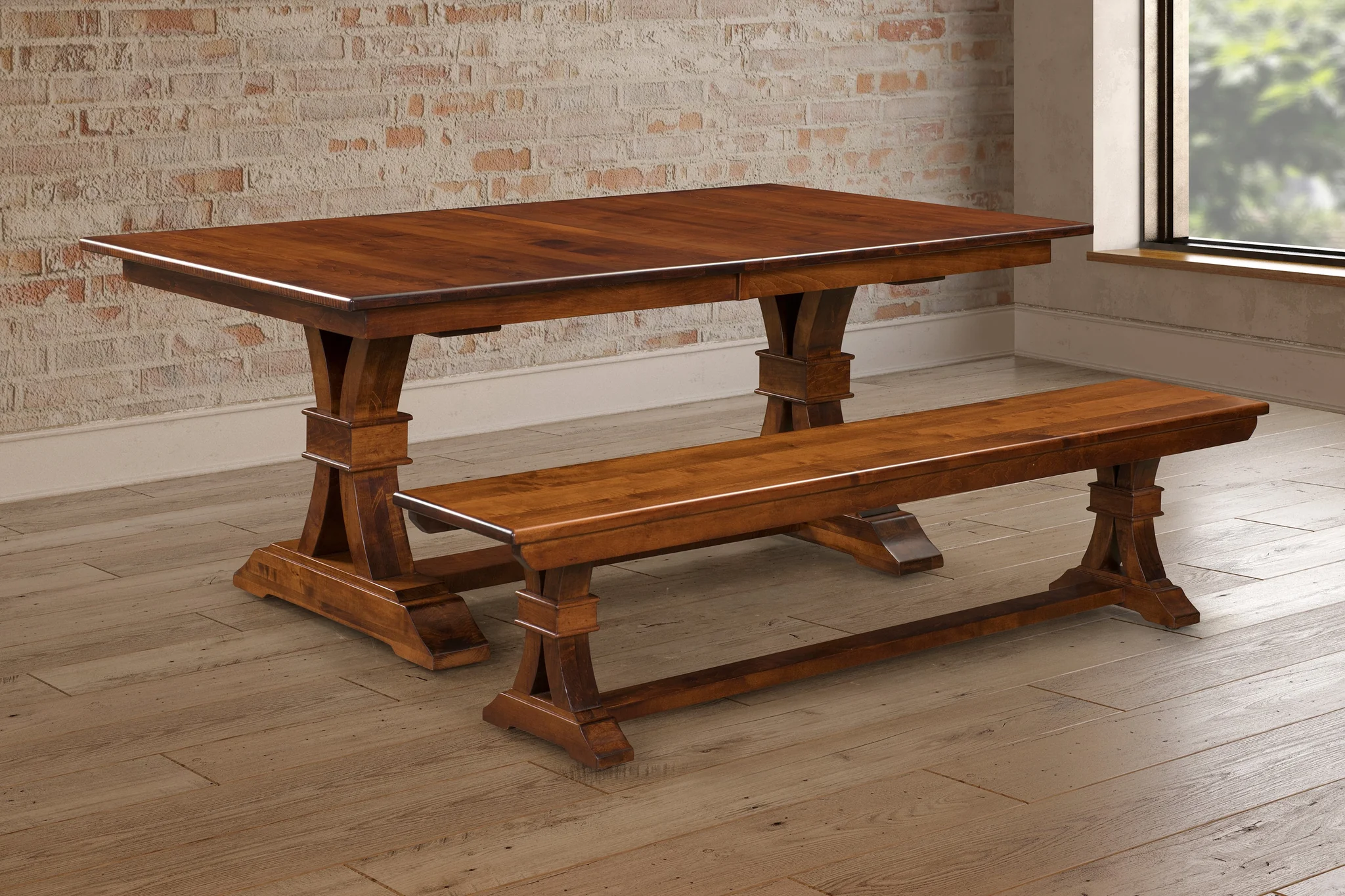 Amish Bowerston Double Pedestal Table