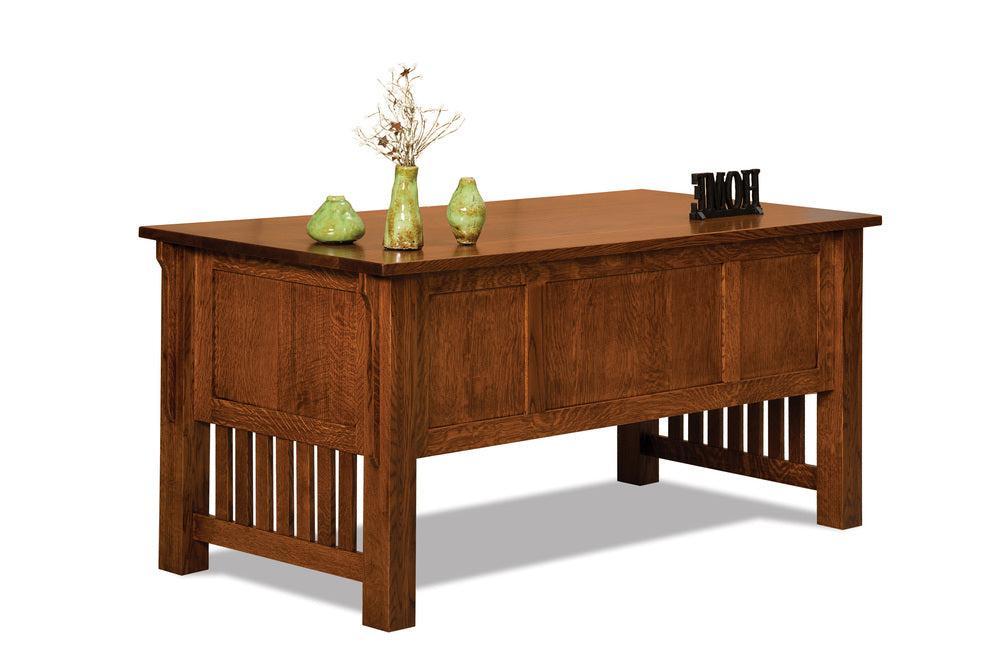 Amish Bridger Mission Four Drawers Desk with Finished Backside
