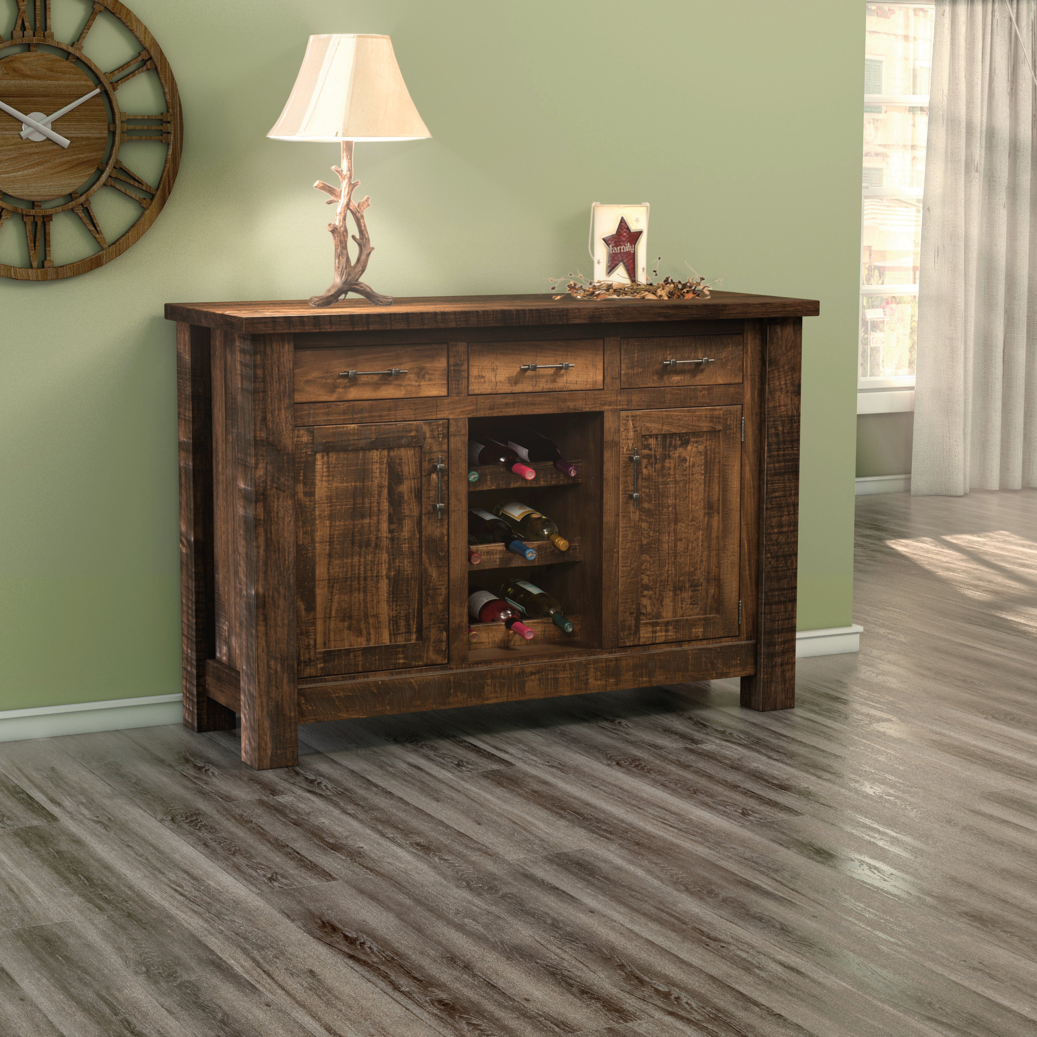 Amish Calder 60" Buffet with Wine Rack