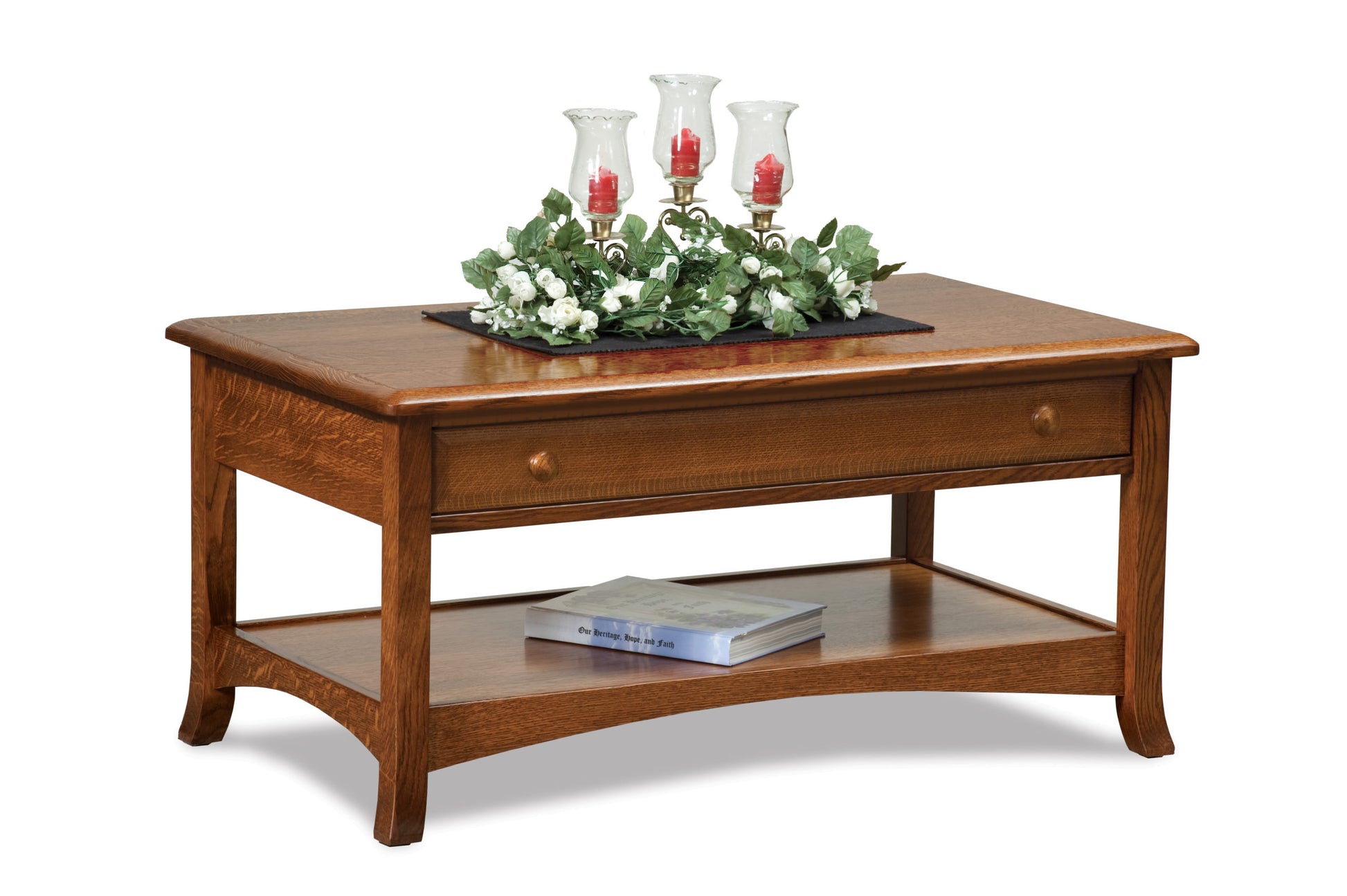 Amish Carlisle Open Coffee Table with Drawer