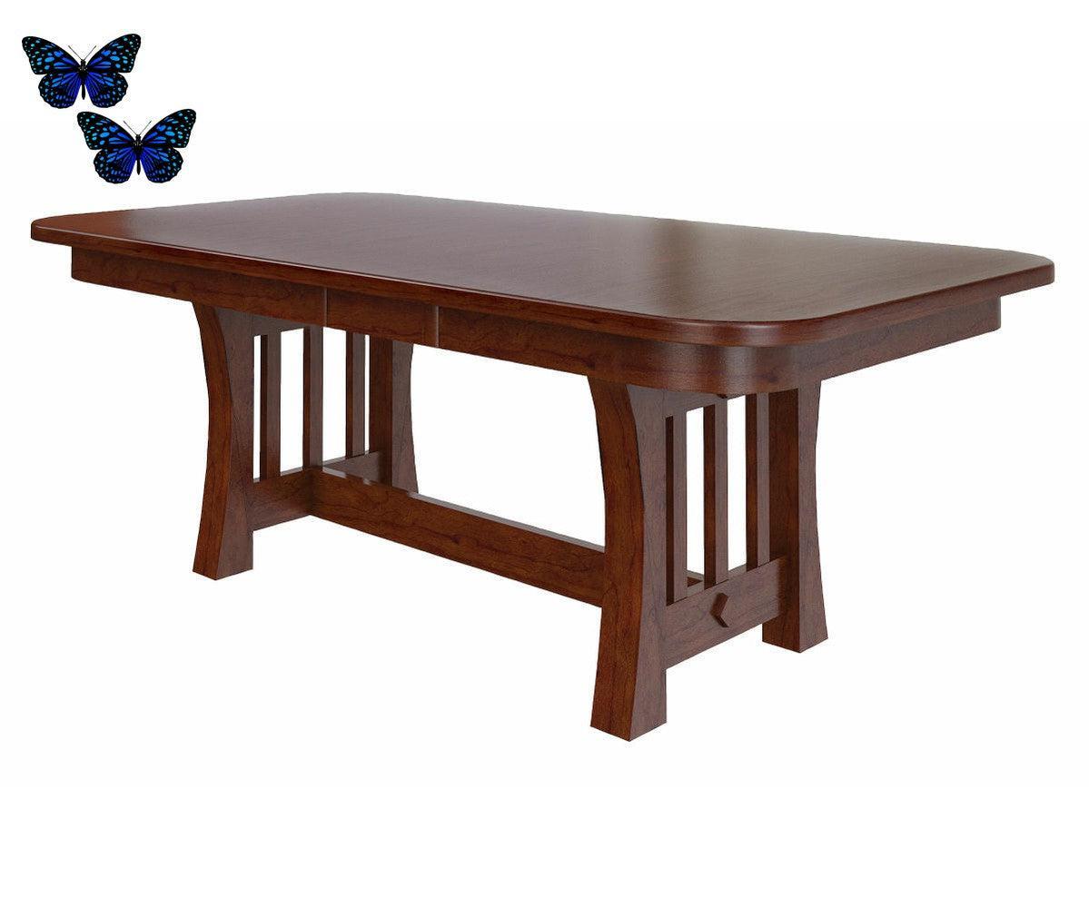 Amish Curved Mission Double Pedestal Table