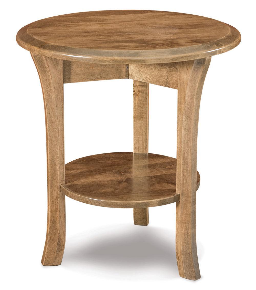 Amish Ensenada 22" Round End Table with Shelf