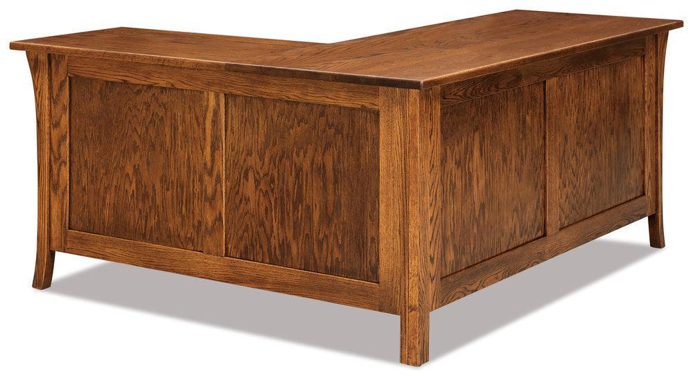 Amish Ensenada Four Drawers L desk with Finished Back