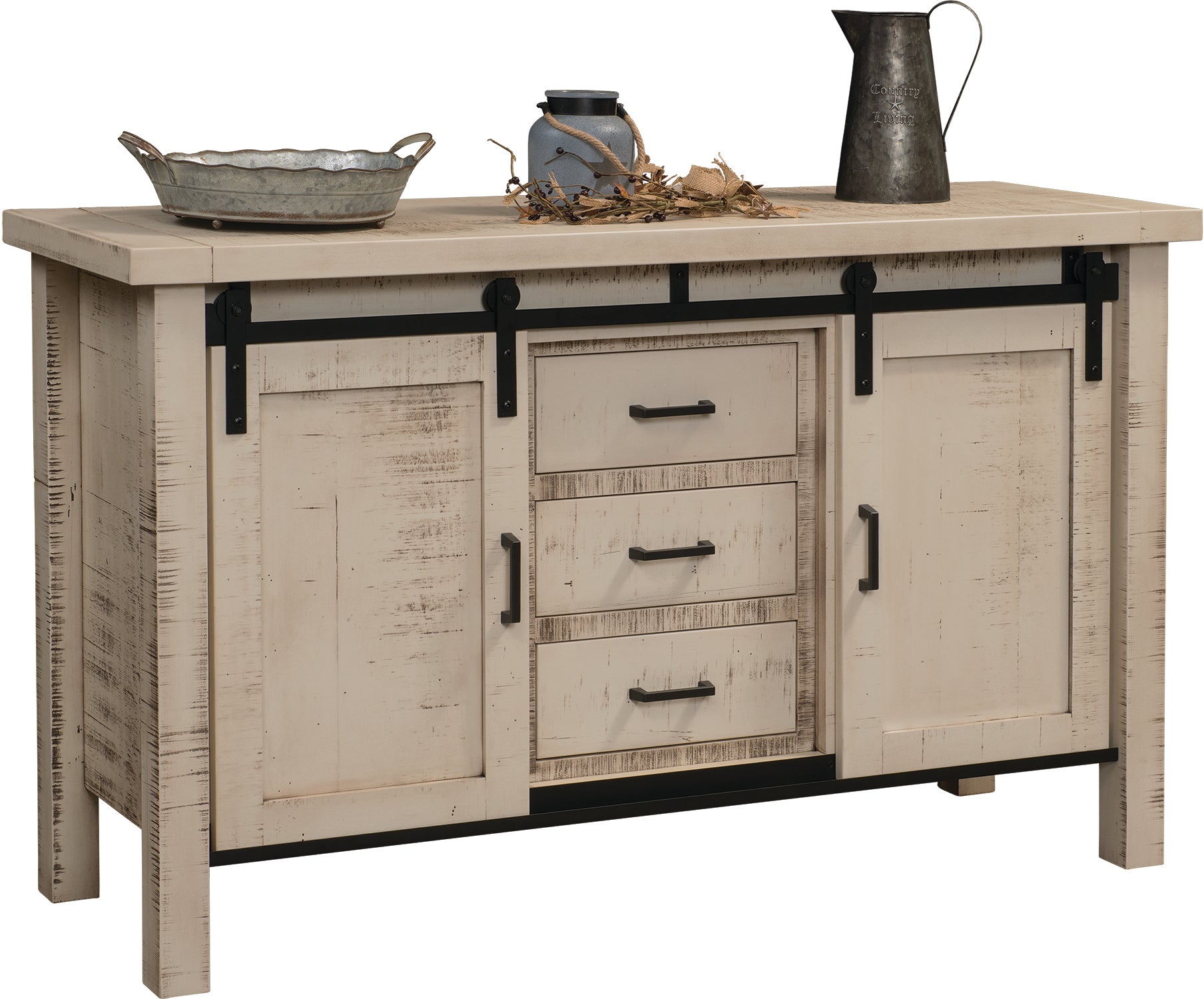 Amish Farmhouse 37" Buffet in Rough Sawn Wormy Brown Maple