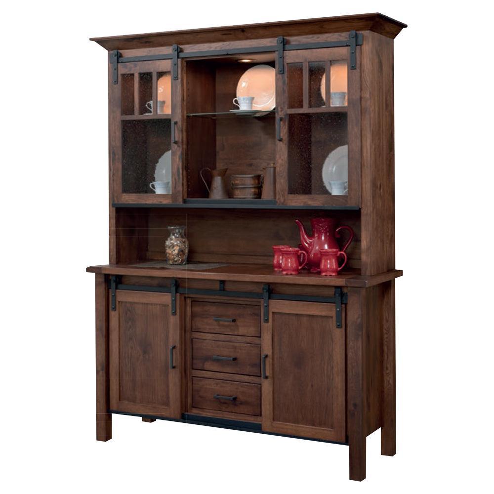 Amish Farmhouse 83" Hutch with Plank Top and Breadboard End