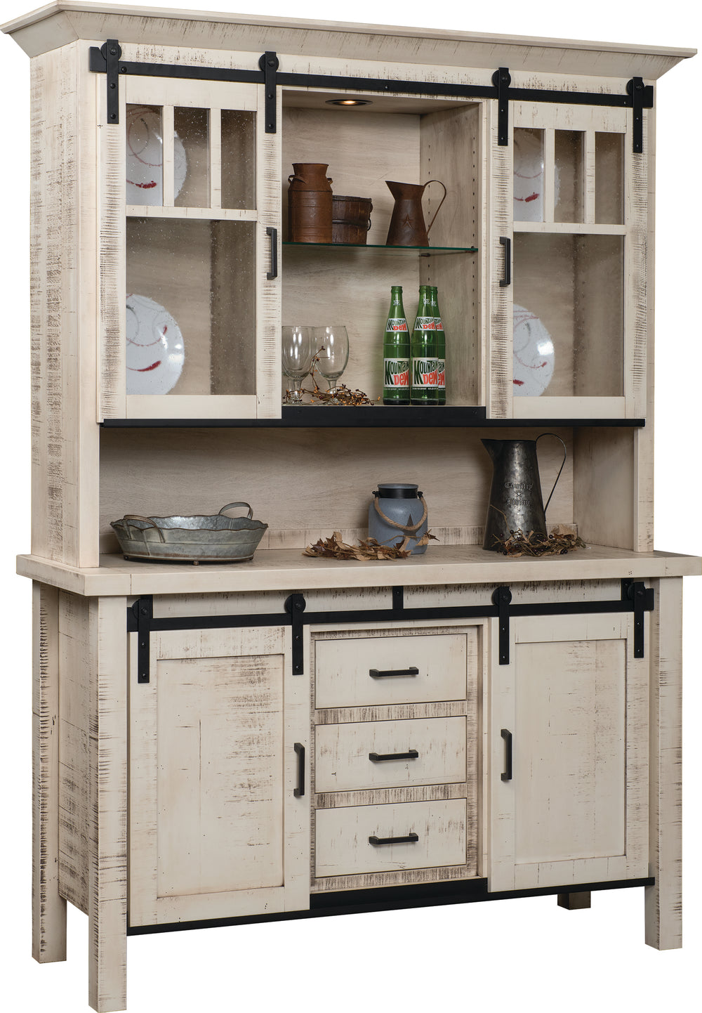 Amish Farmhouse 84" Hutch in Rough Sawn Wormy Brown Maple