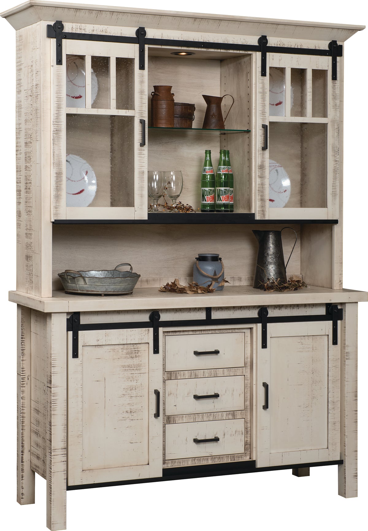 Amish Farmhouse 84" Hutch in Rough Sawn Wormy Brown Maple