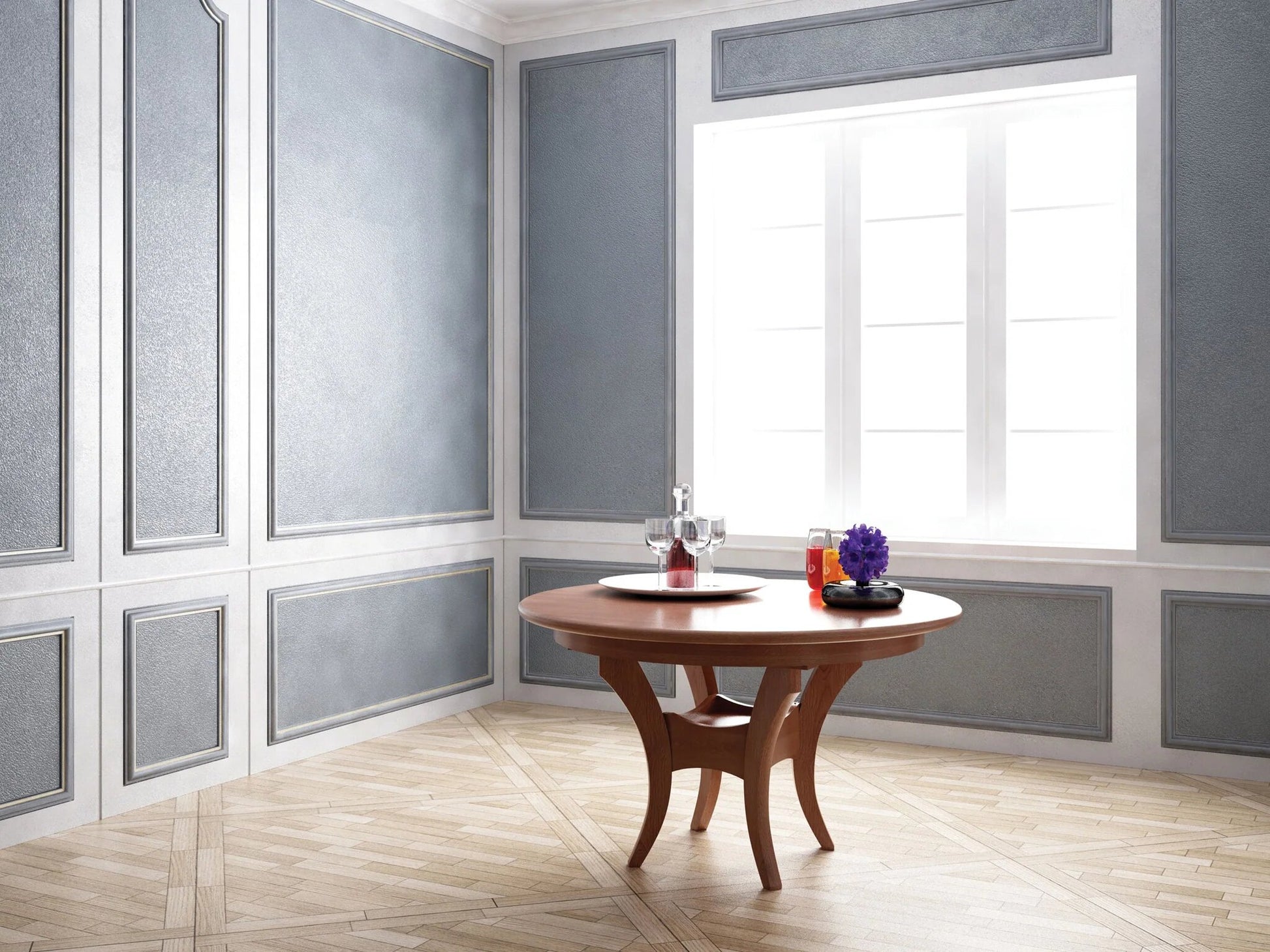 fenton round single pedestal table in room setting