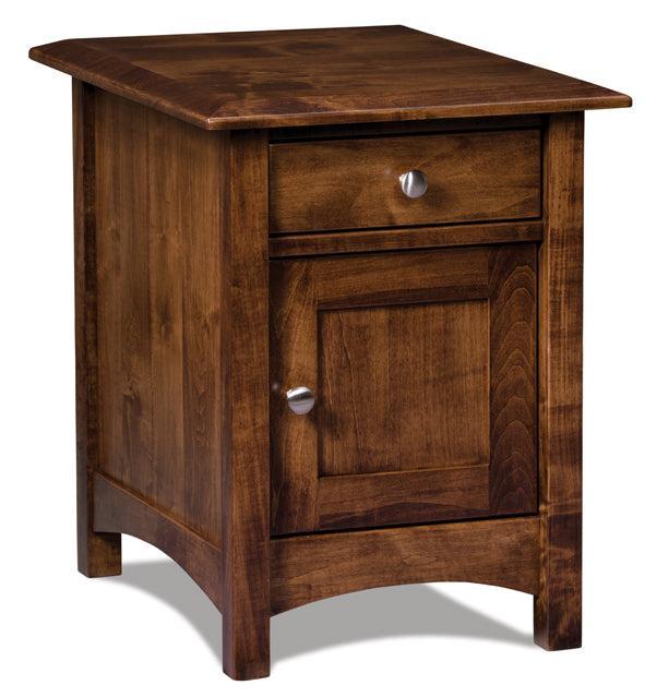Amish Finland Enclosed End Table with Drawer and Door