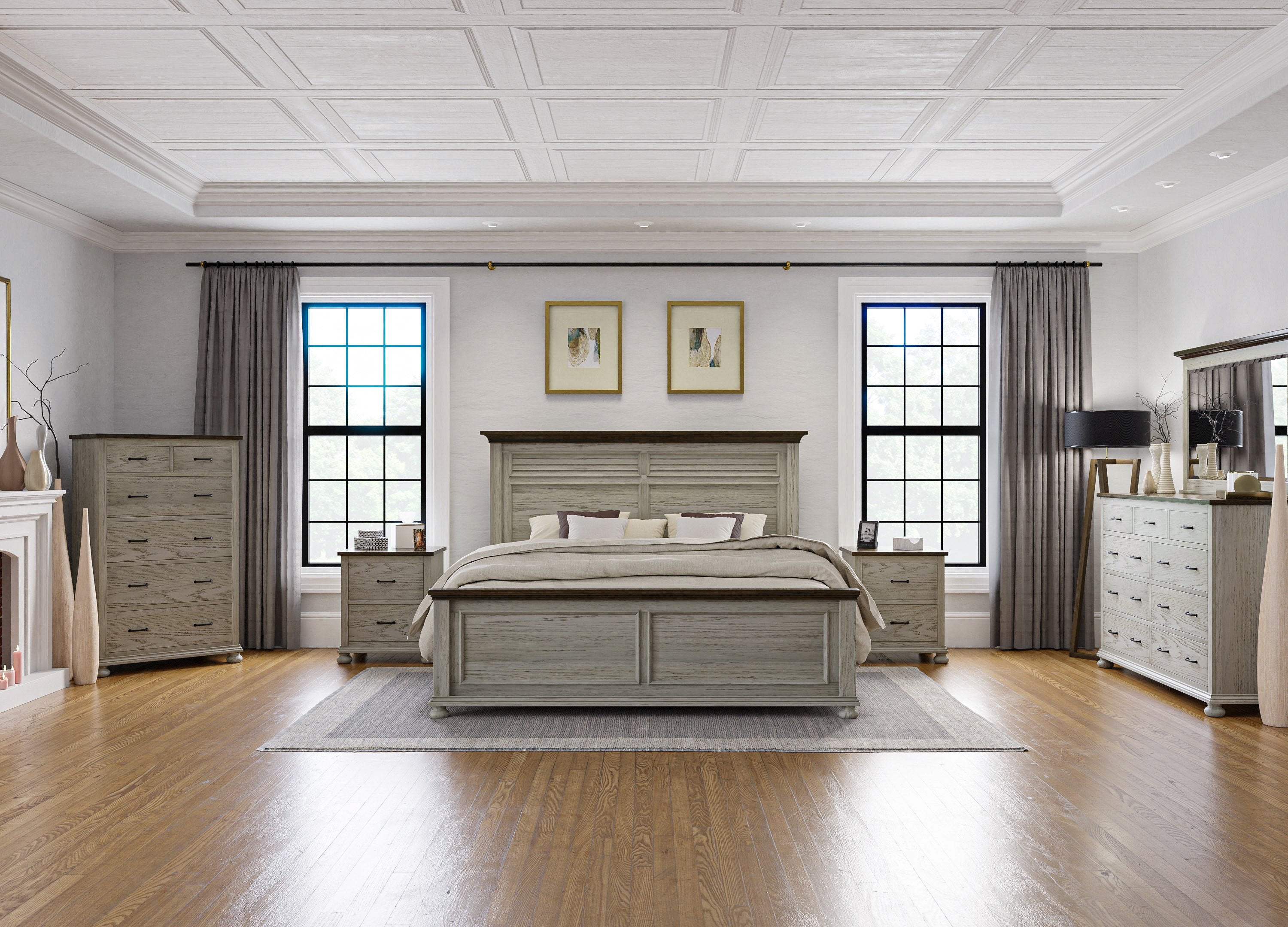 Amish Hickory Grove Panel Bed